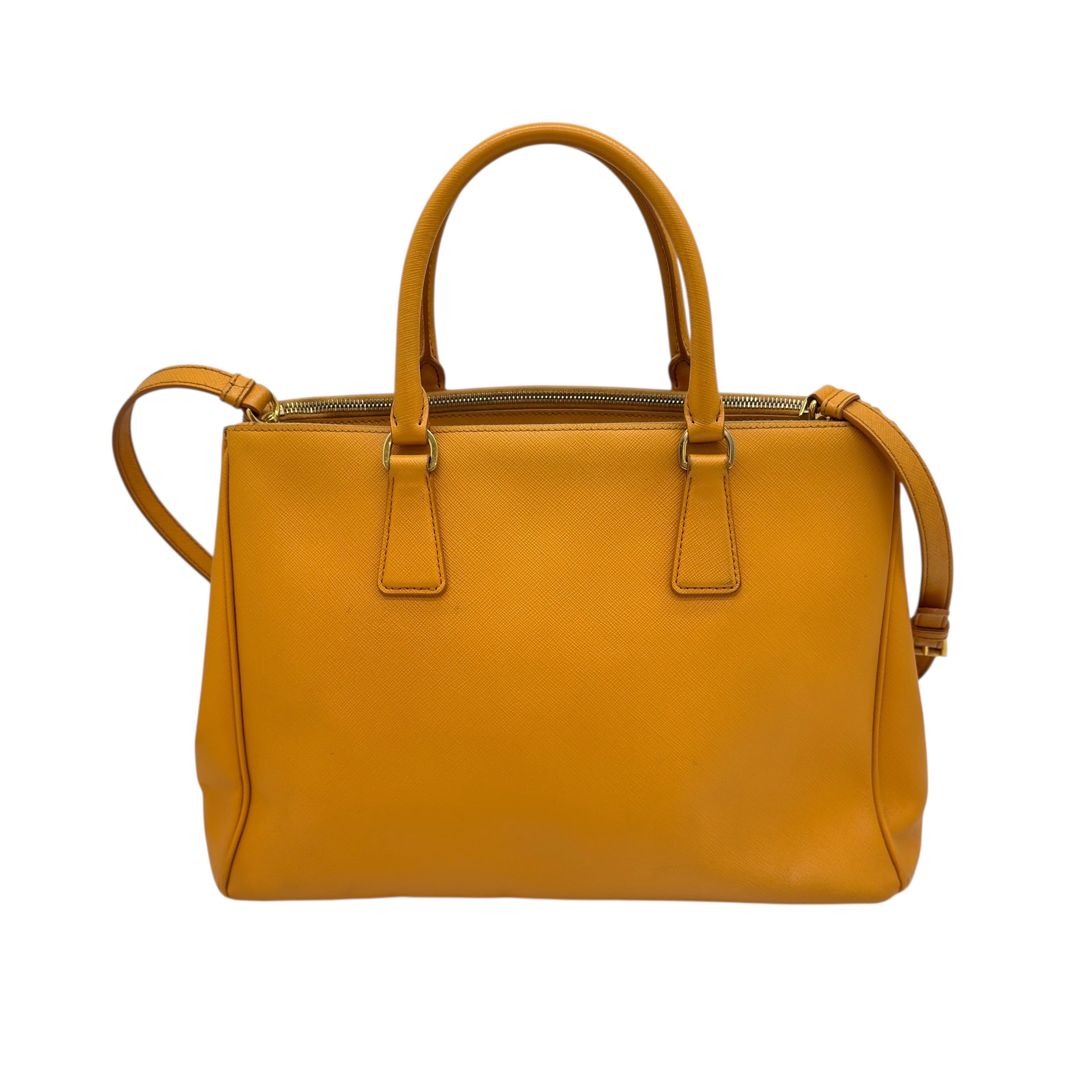 Galleria large in pelle Saffiano arancione