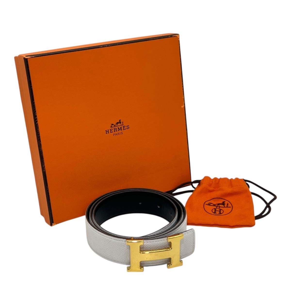 HERMÈS FIBBIA H PER CINTURA IN PELLE REVERSIBILE 32 mm TG 90