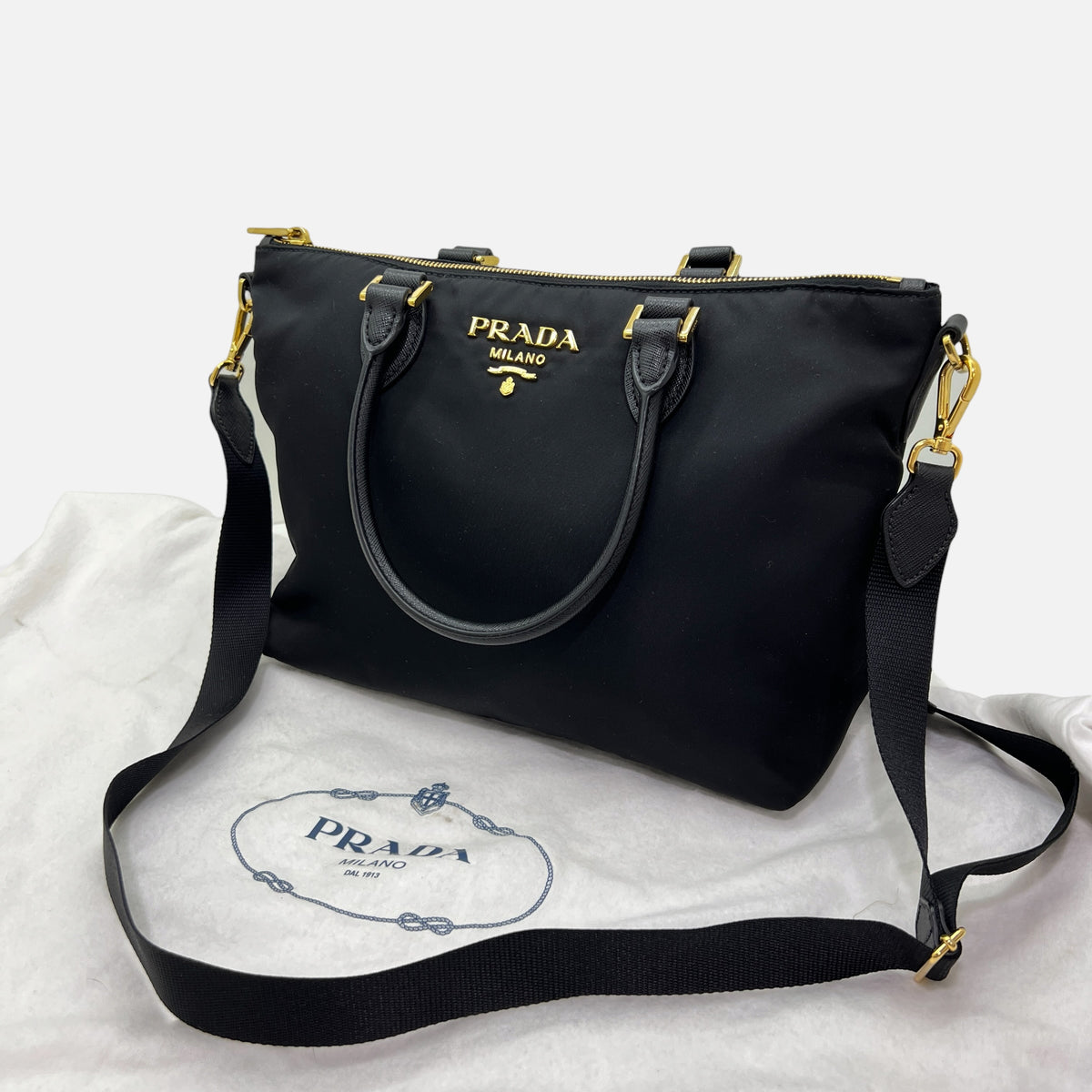 Borsa a tracolla in Nylon e Saffiano