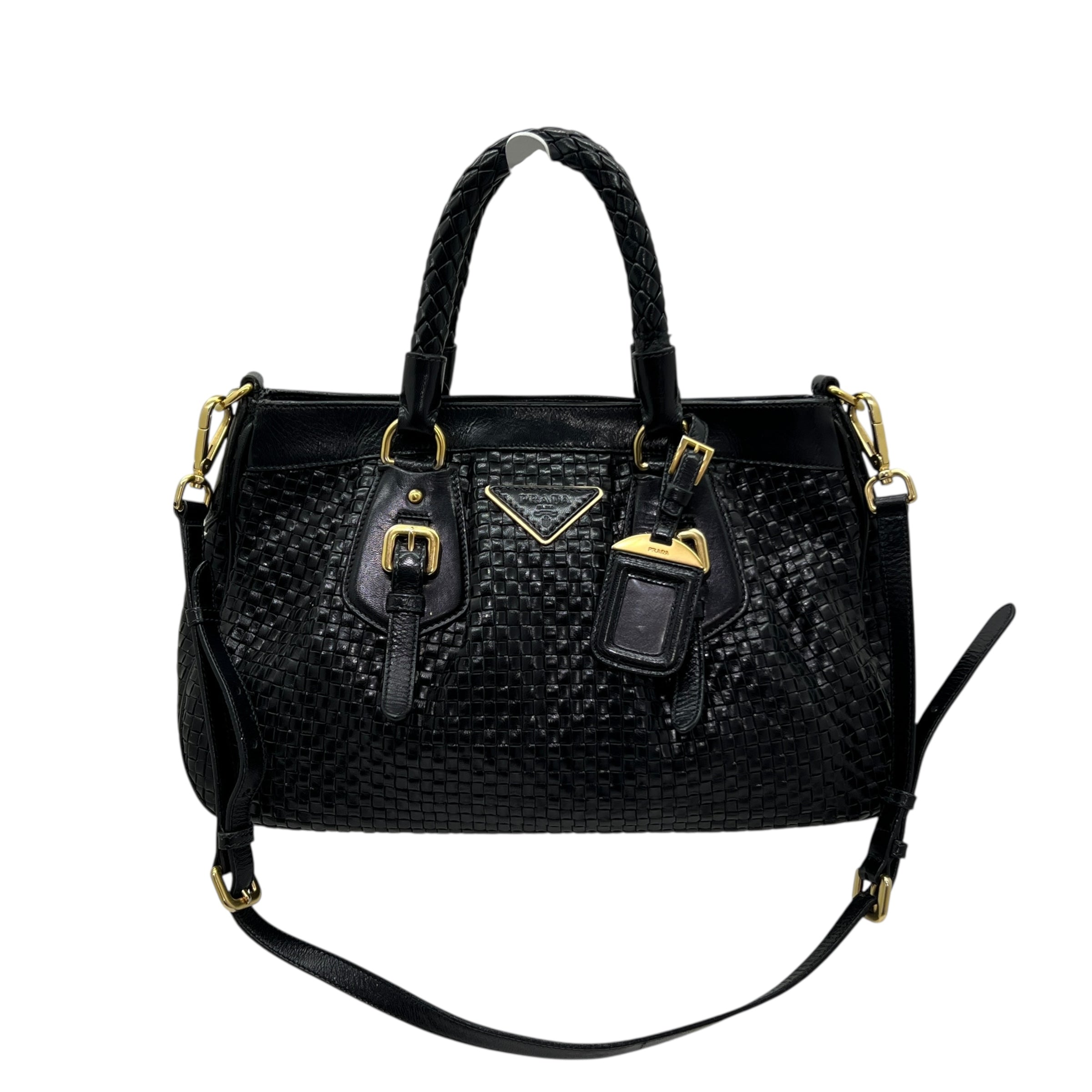 Borsa in pelle intrecciata