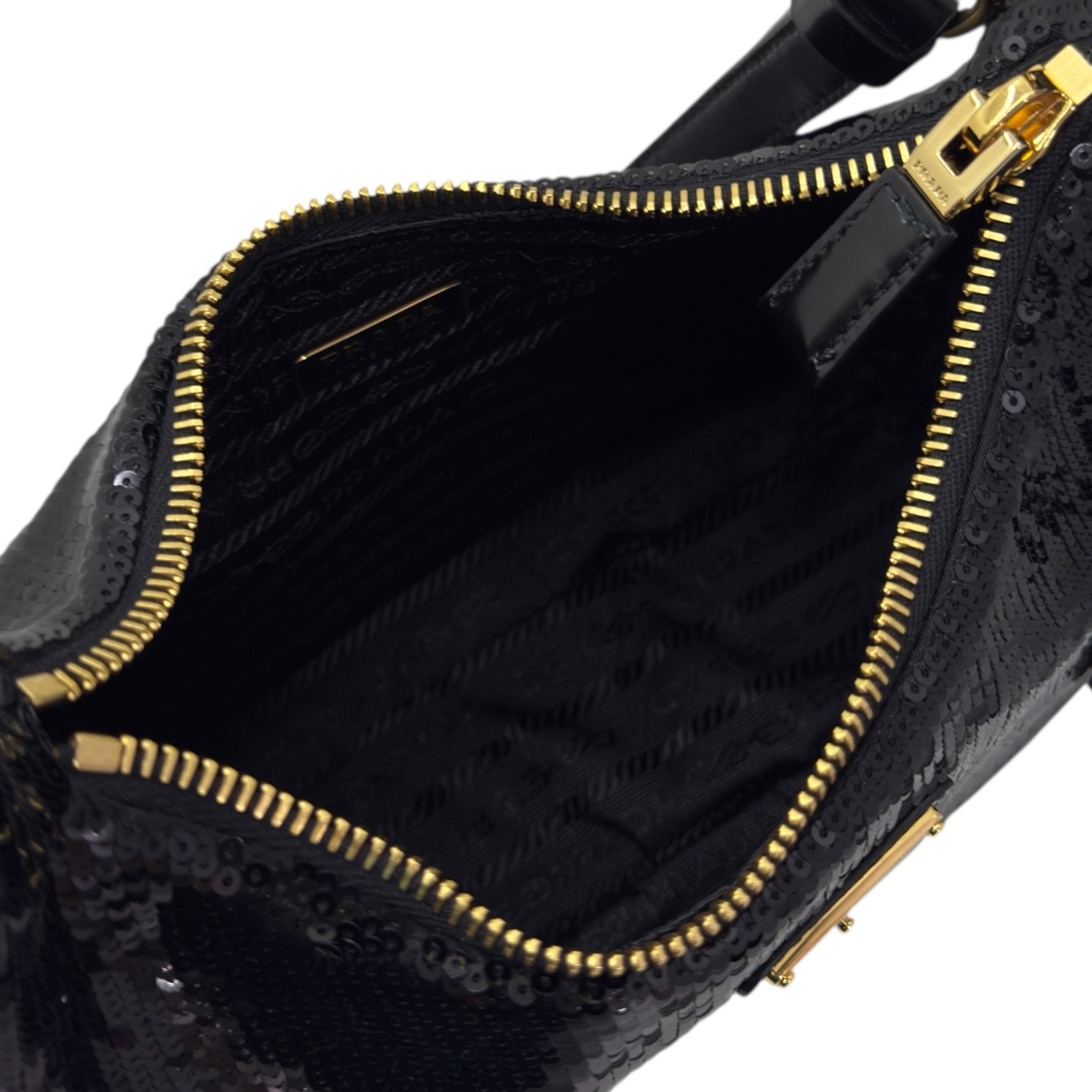 Borsa Prada Re-Edition in pelle con paillettes