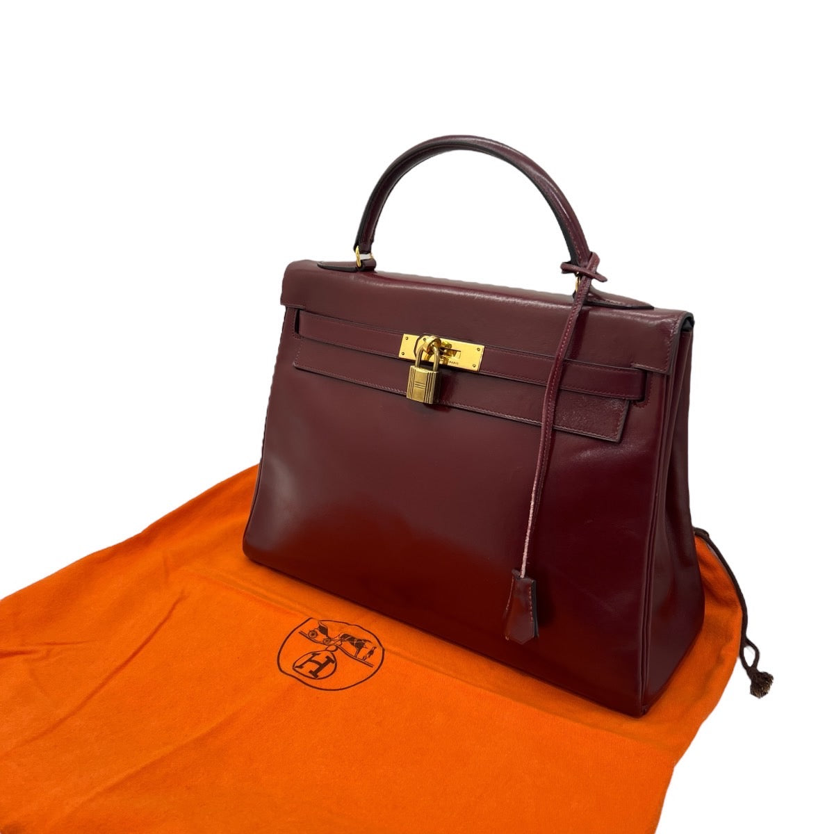 HERMÈS KELLY 32 VINTAGE BOX CALF ROUGE