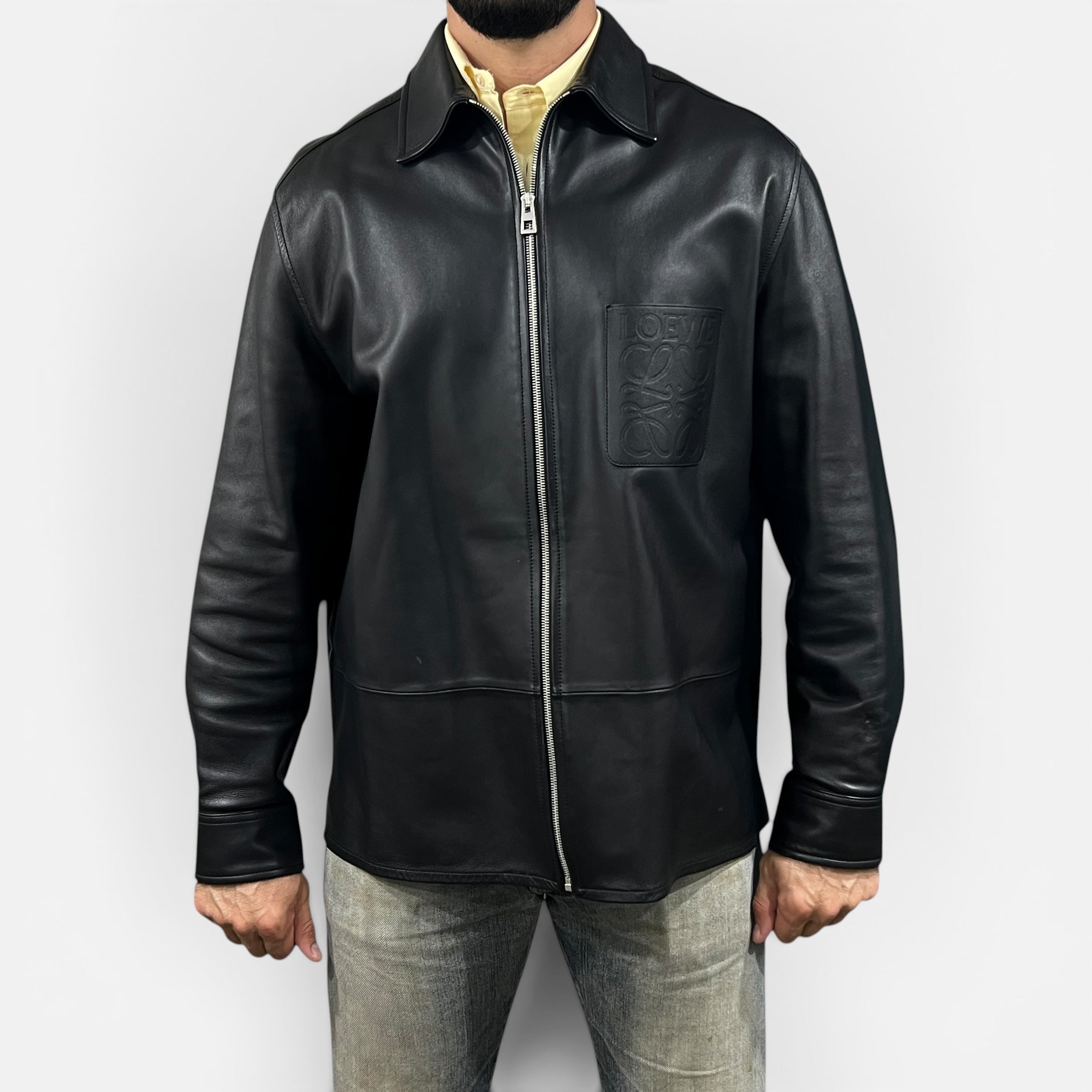 Giacca-camicia in nappa di agnello taglia 50
