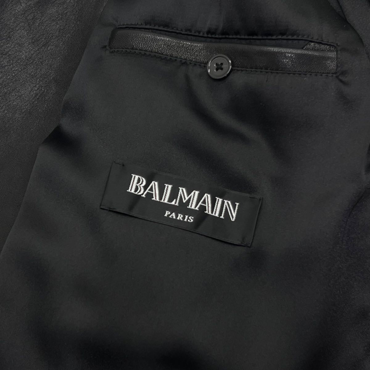 Balmain giacca biker in pelle di agnello tg 52