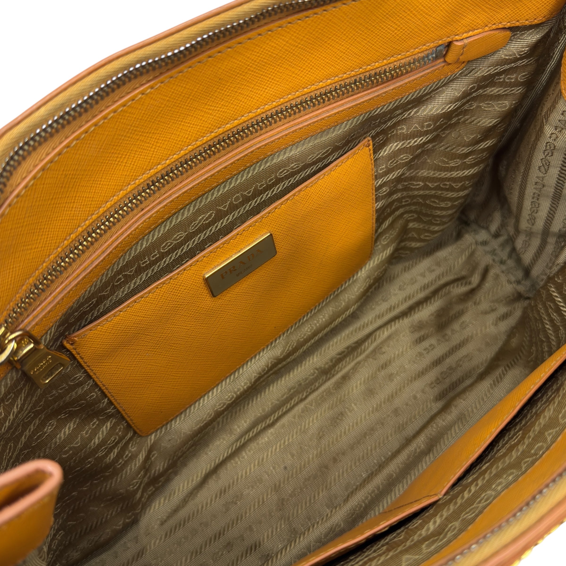 Galleria large in pelle Saffiano arancione