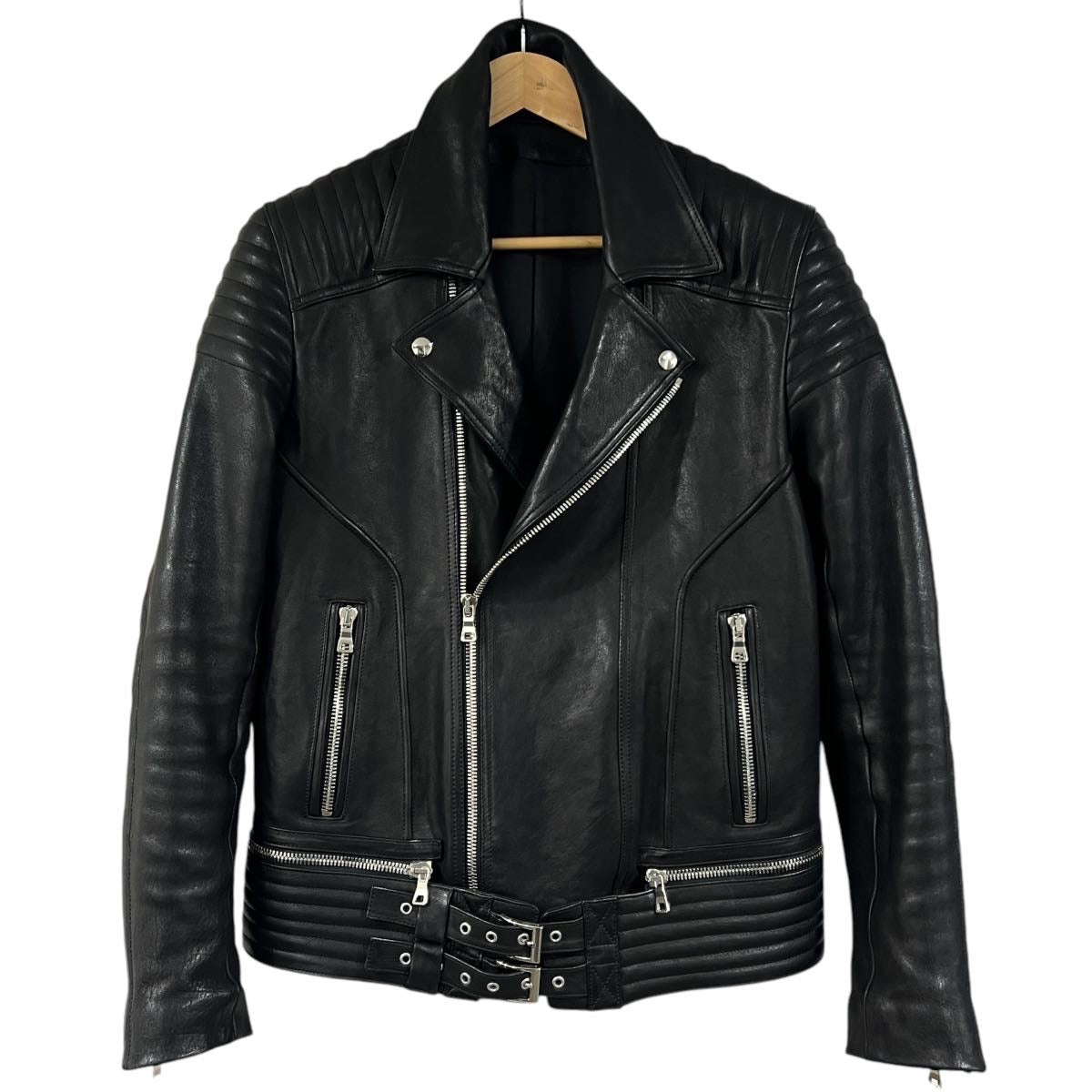 Balmain giacca biker in pelle di agnello tg 52