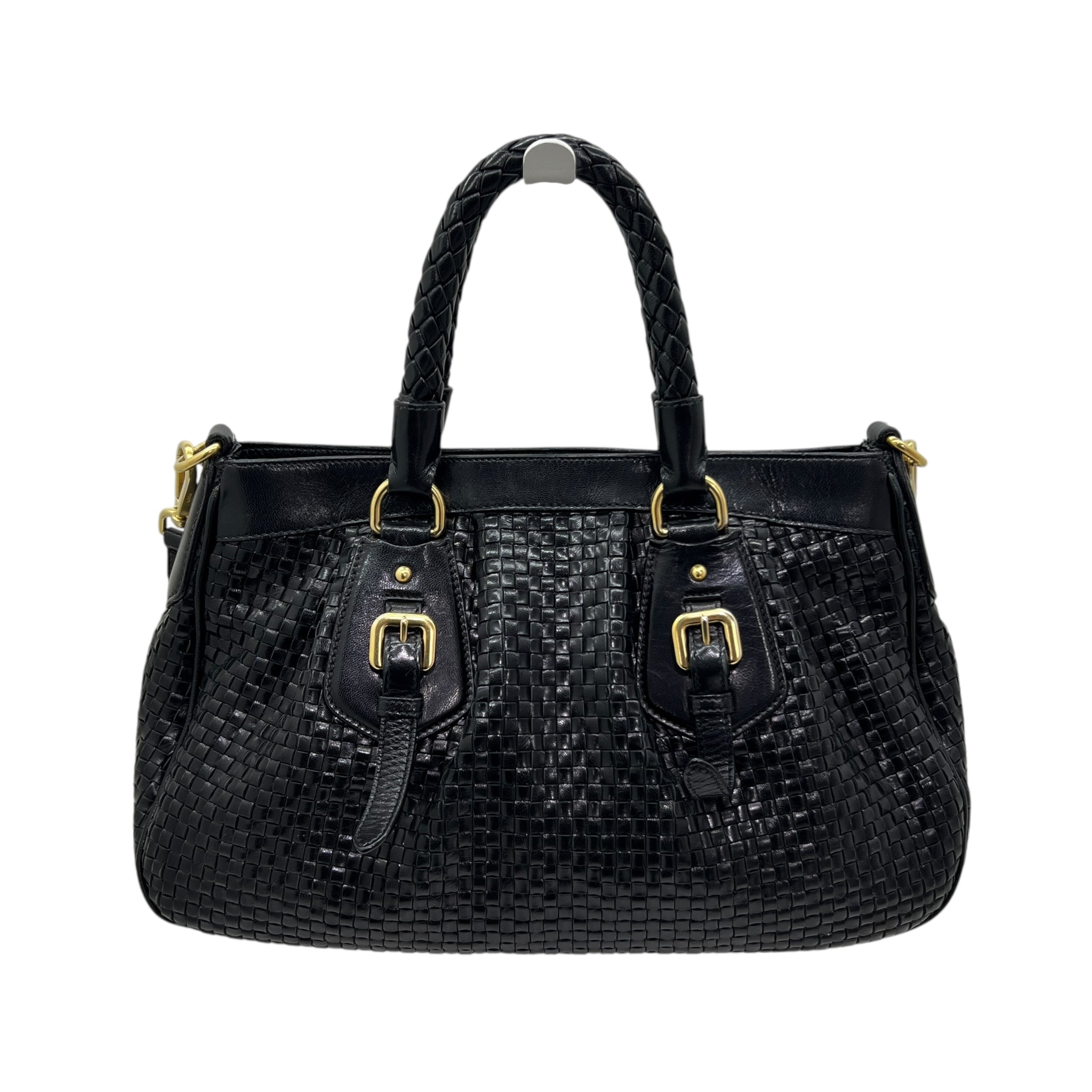 Borsa in pelle intrecciata