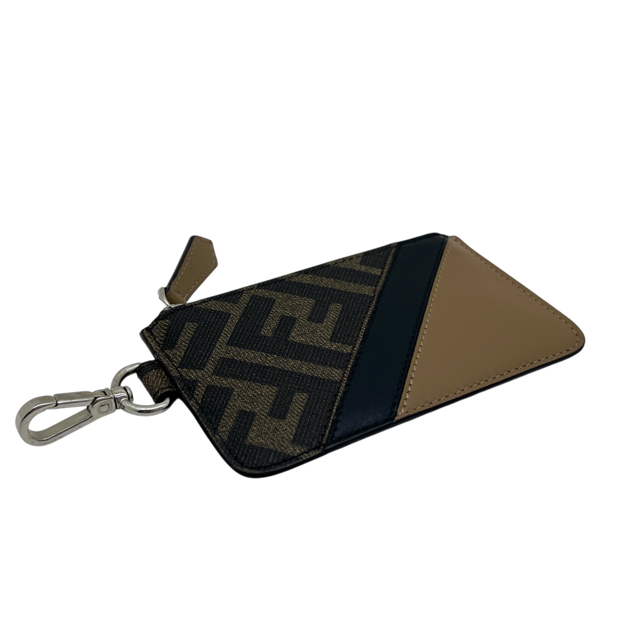 Portacarte con zip in tessuto FF
