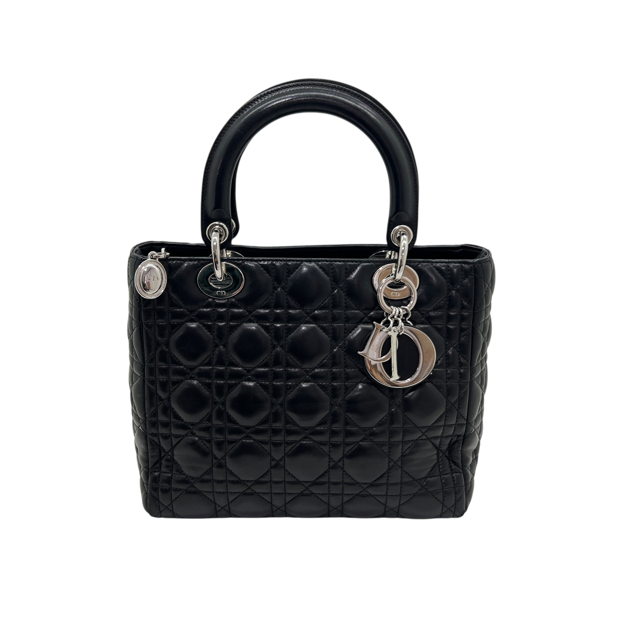 Lady Dior Media agnello Cannage nero