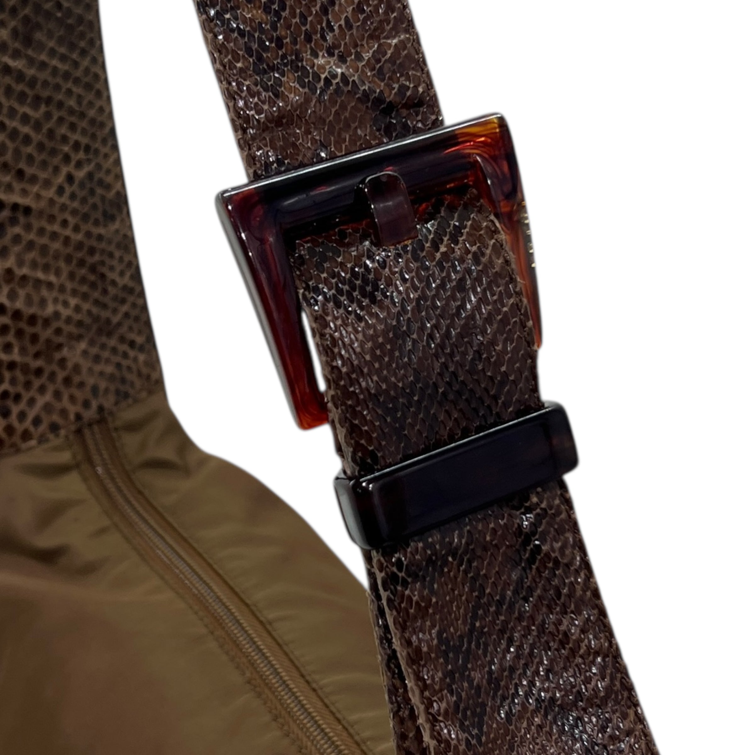 Borsa a spalla in nylon e pitone