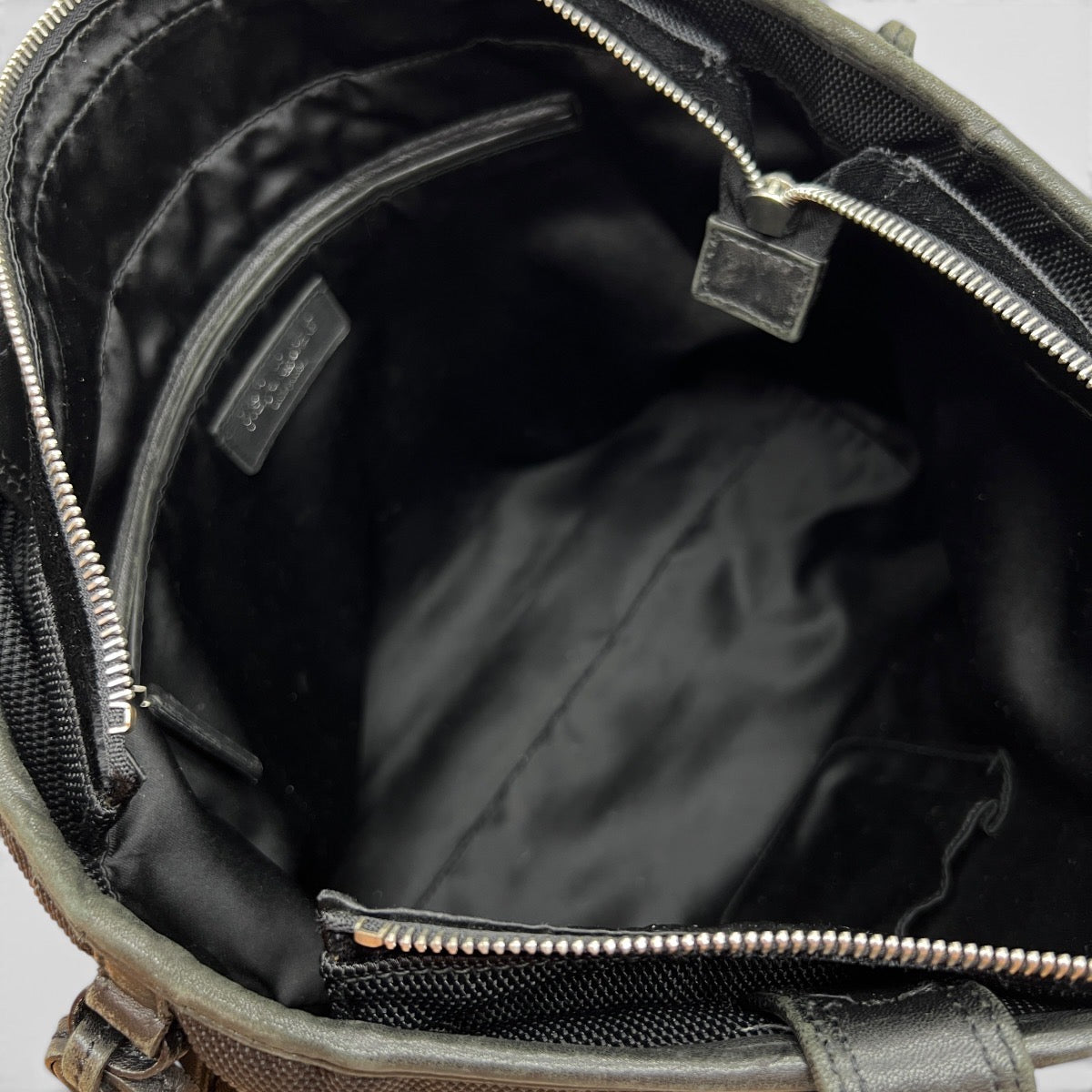 Borsa shopping in tela e pelle