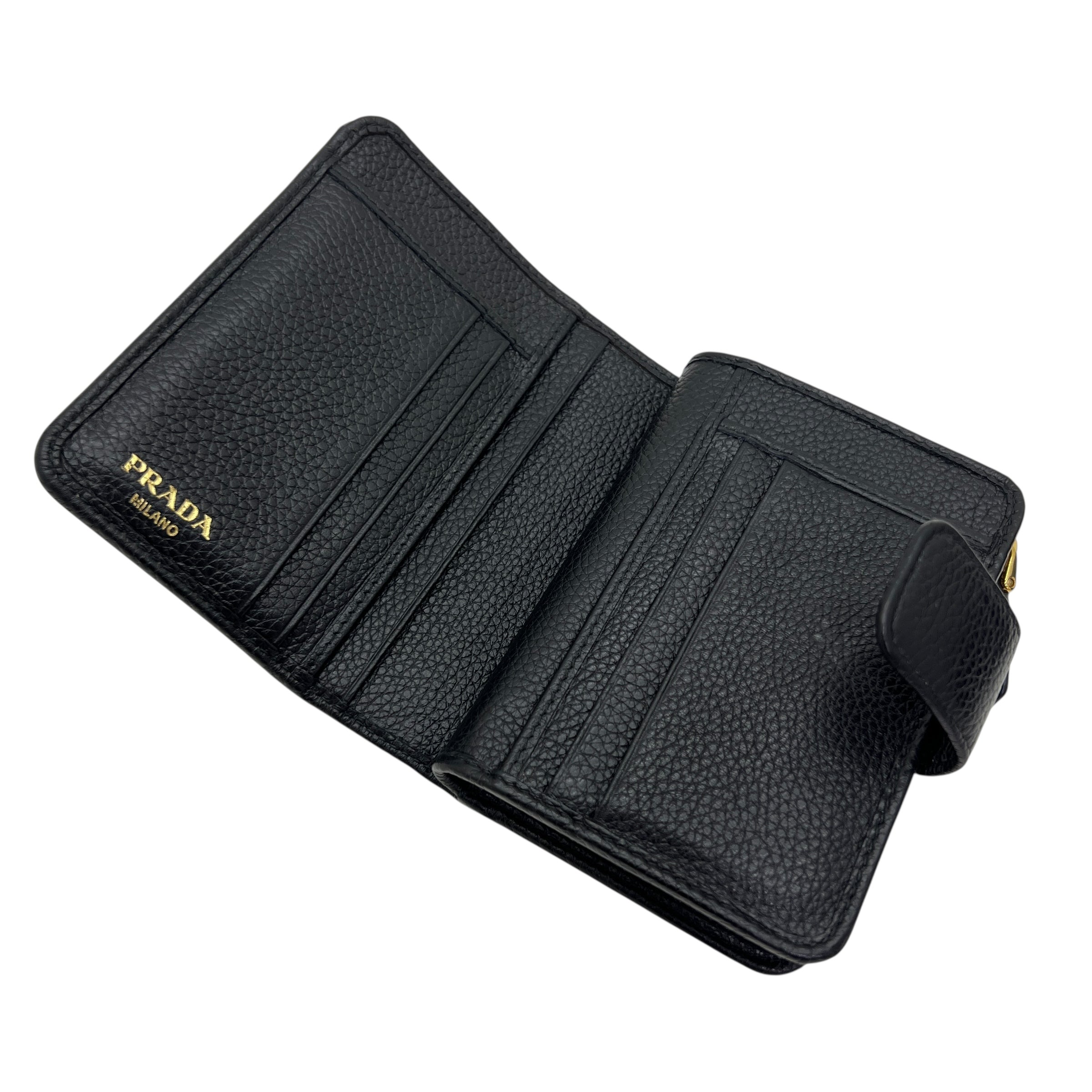PRADA PORTAFOGLIO COMPATTO IN PELLE