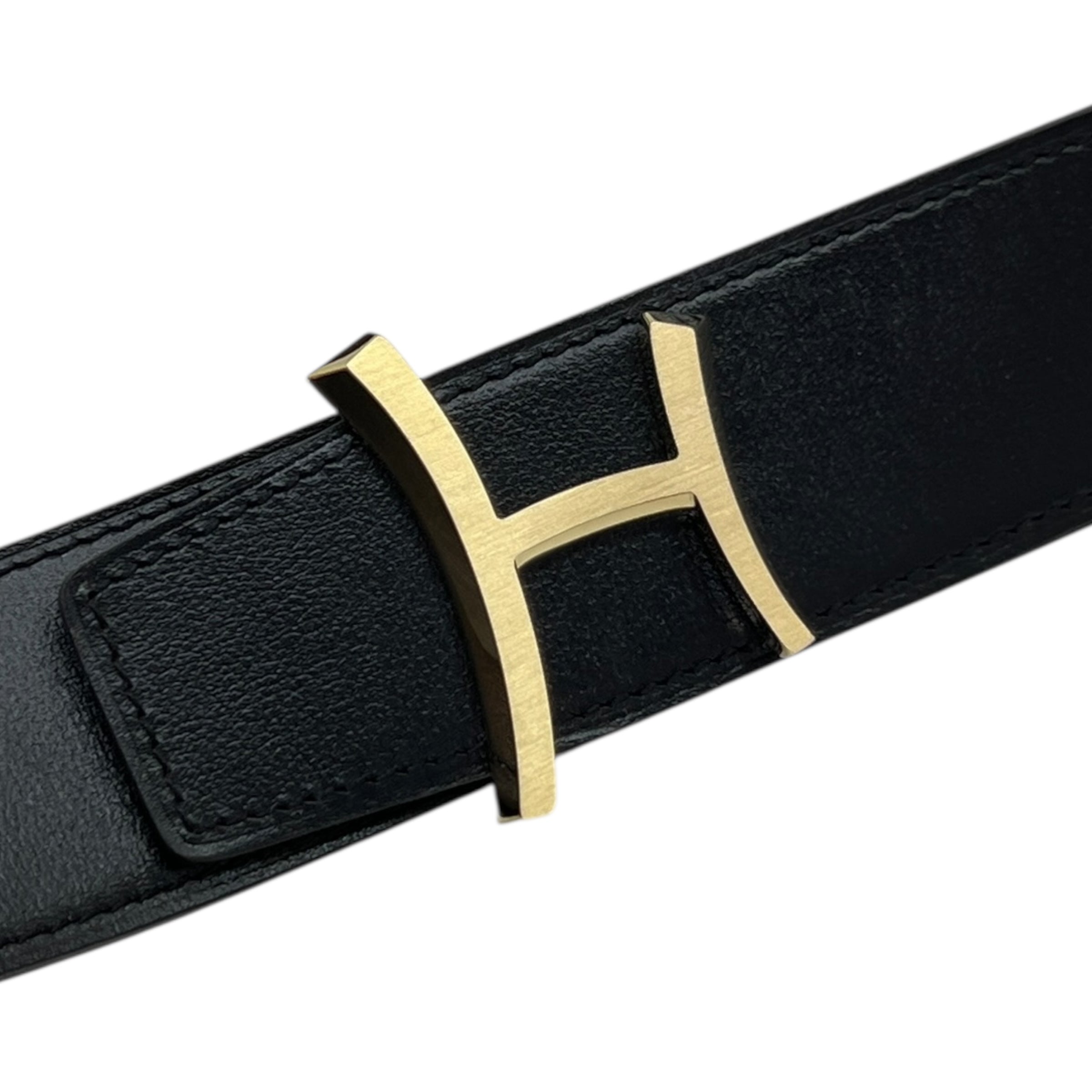 Hermès Fibbia da cintura Script & Pelle reversibile per cintura 38 mm tg 105