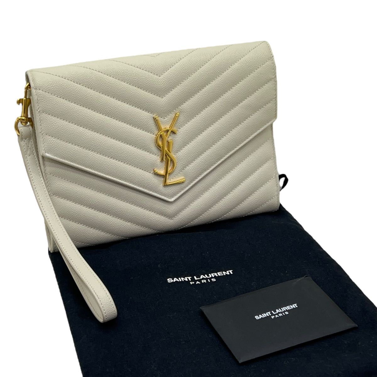 SAINT LAURENT CASSANDRE MATELASSÉ FLAP POUCH IN PELLE GOFFRATA GRAIN DE POUDRE TRAPUNTATA