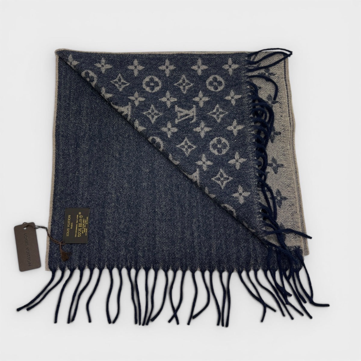 Sciarpa Cashmere e Lana Monogram Gradient beige / blu