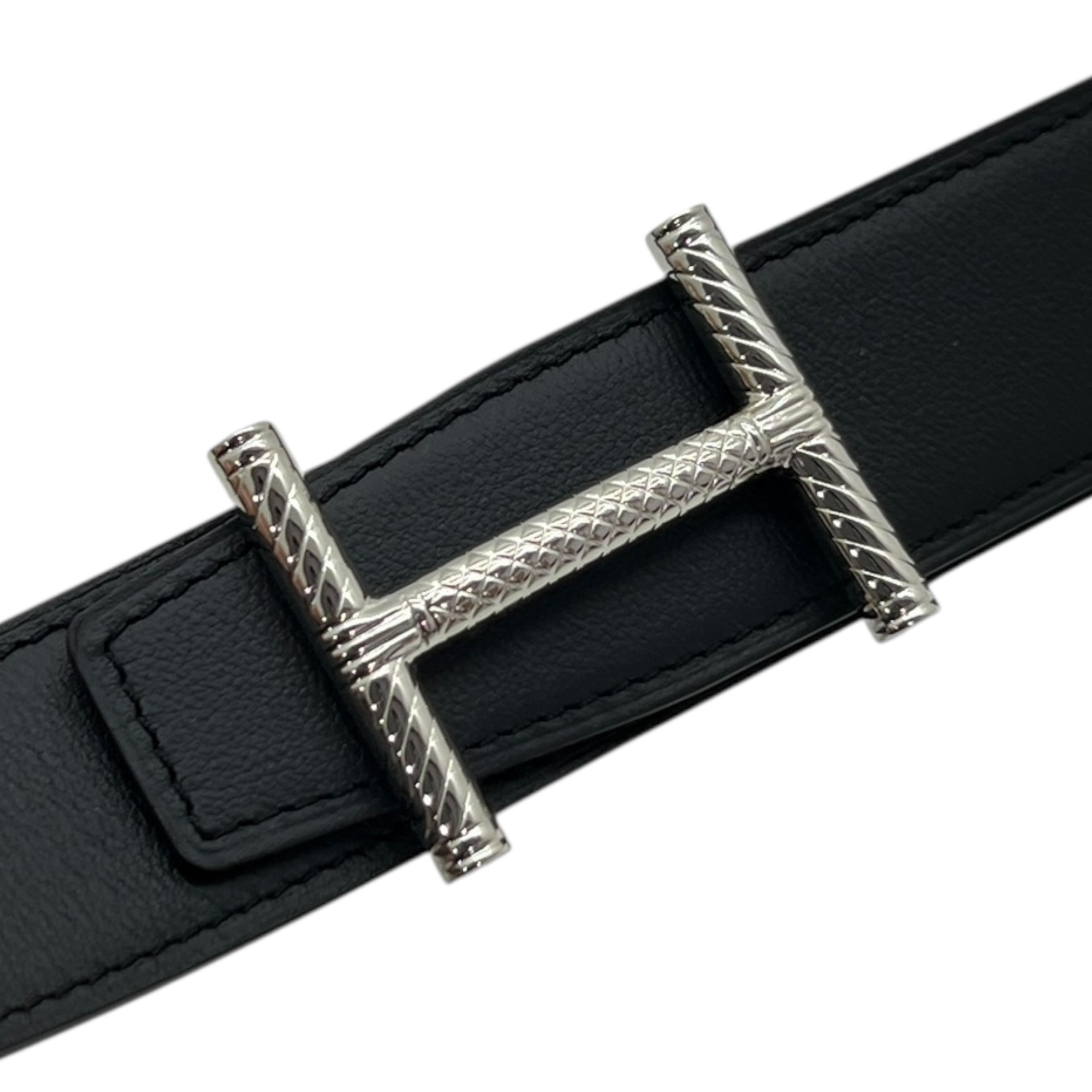 Hermès Fibbia da cintura Hisséo & Pelle reversibile per cintura 32 mm tg 100