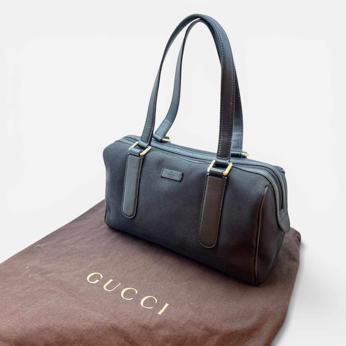 Bauletto piccolo in tela e pelle