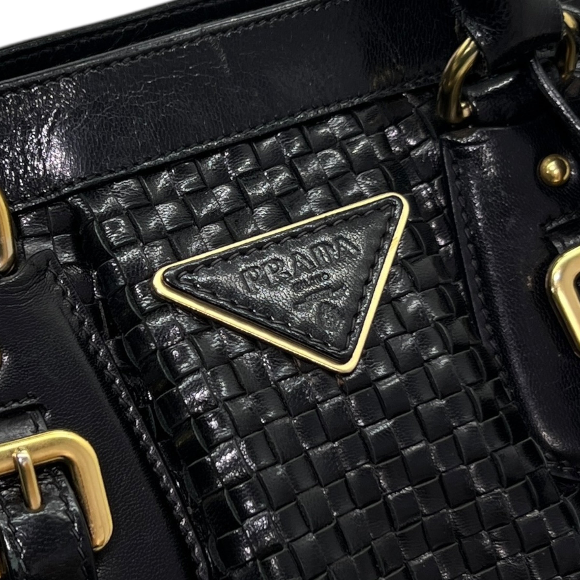 Borsa in pelle intrecciata