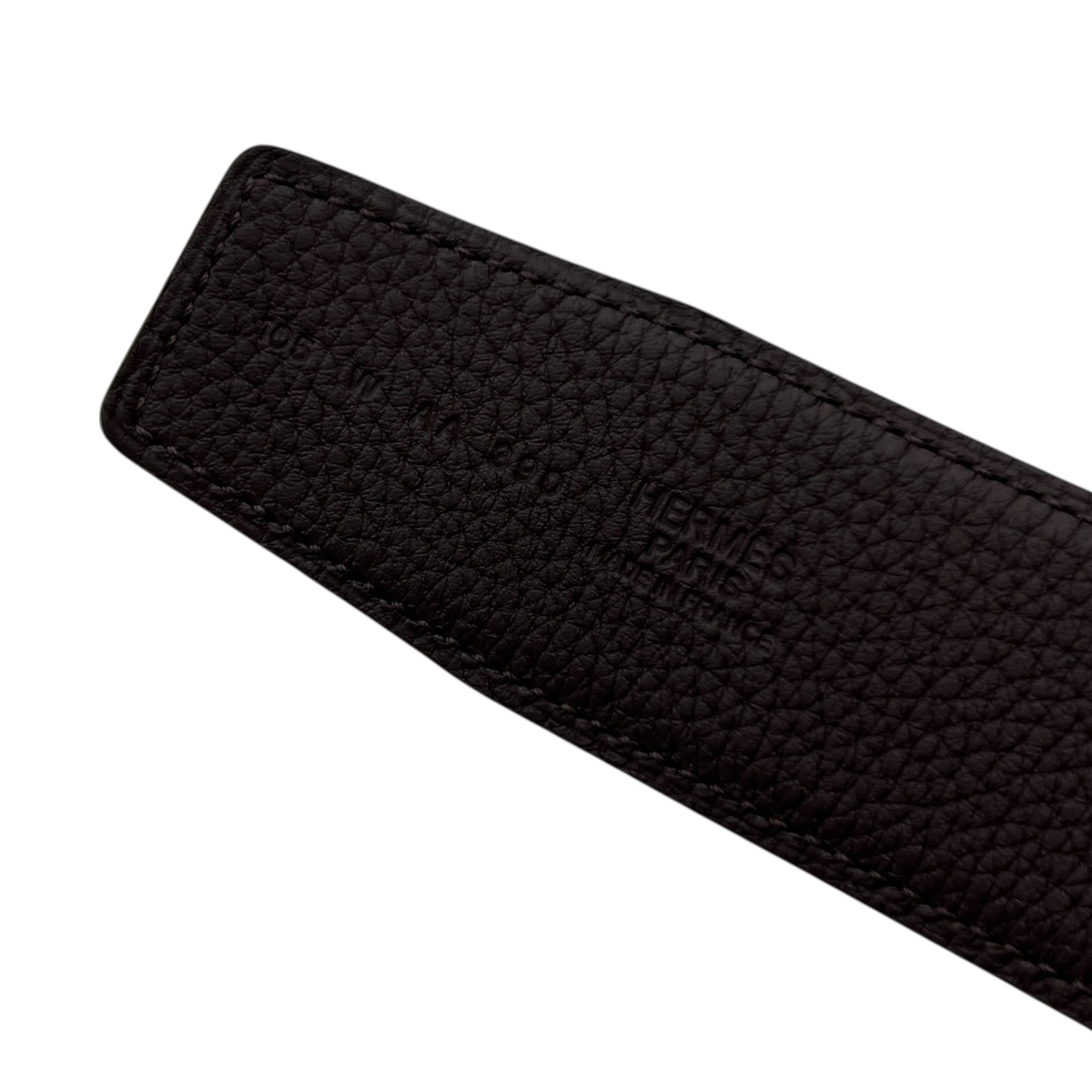 Hermès Fibbia da cintura Script & Pelle reversibile per cintura 38 mm tg 105