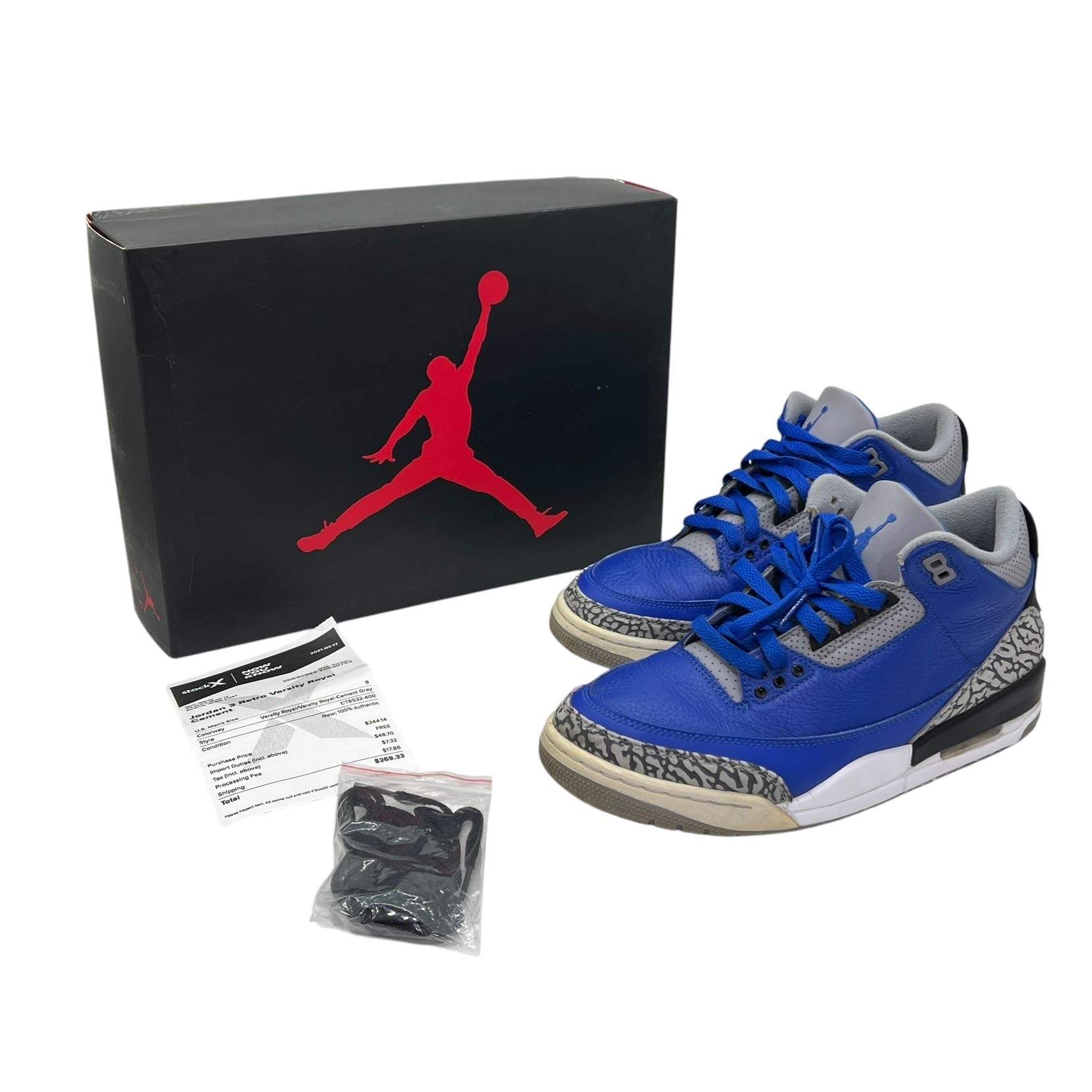 Jordan 3 Retro Royal Cement tg 41