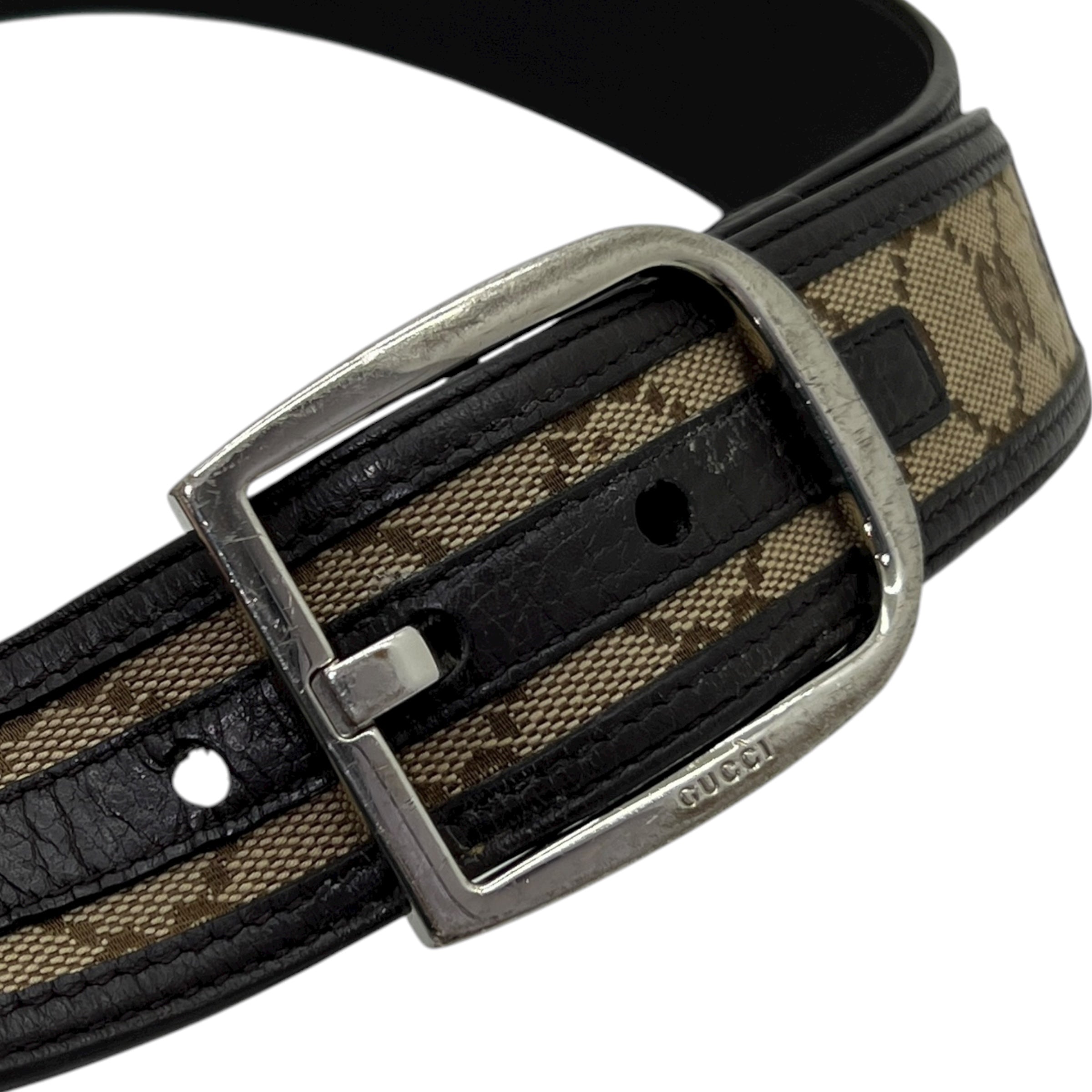 Cintura in tessuto GG e pelle taglia 80