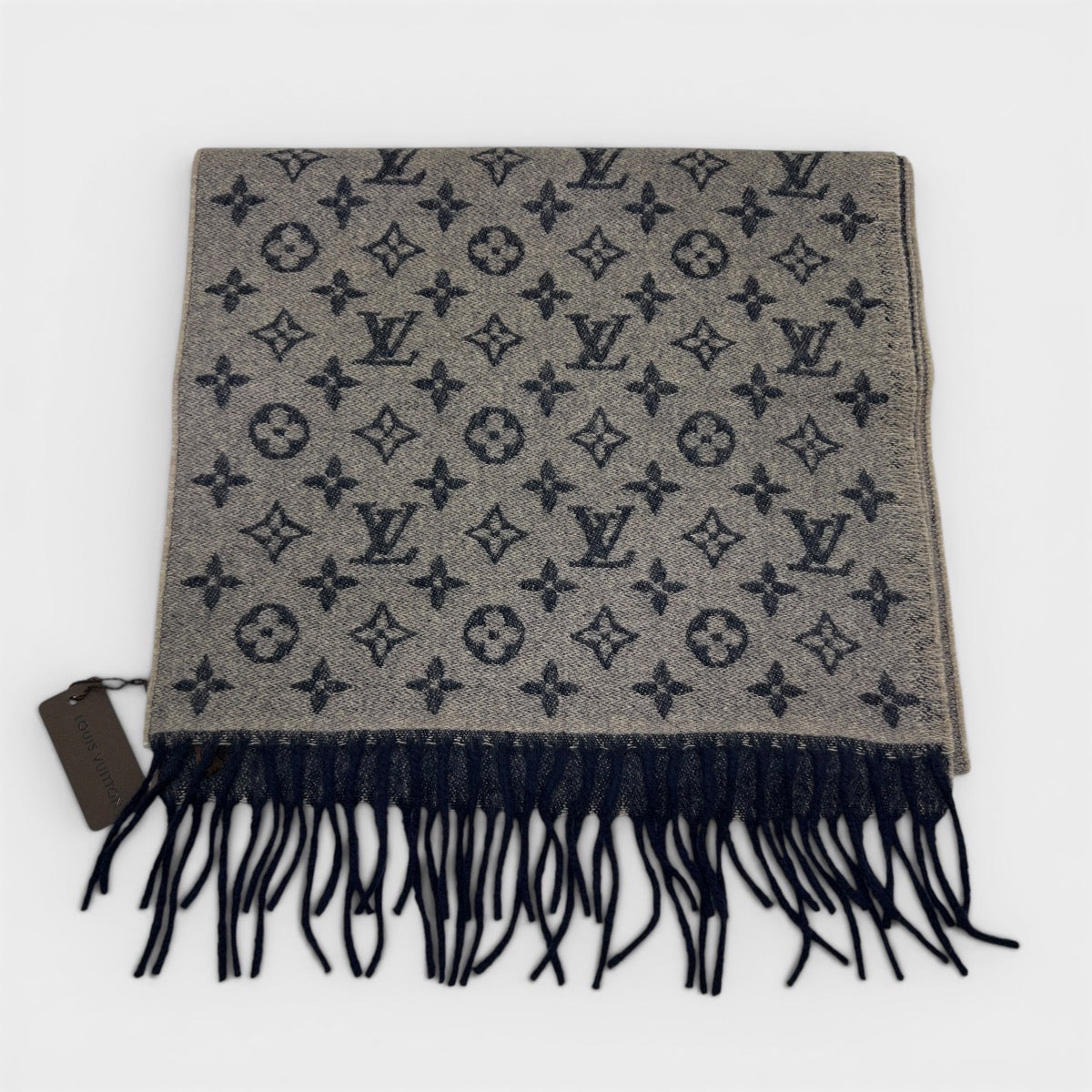 Sciarpa Cashmere e Lana Monogram Gradient beige / blu