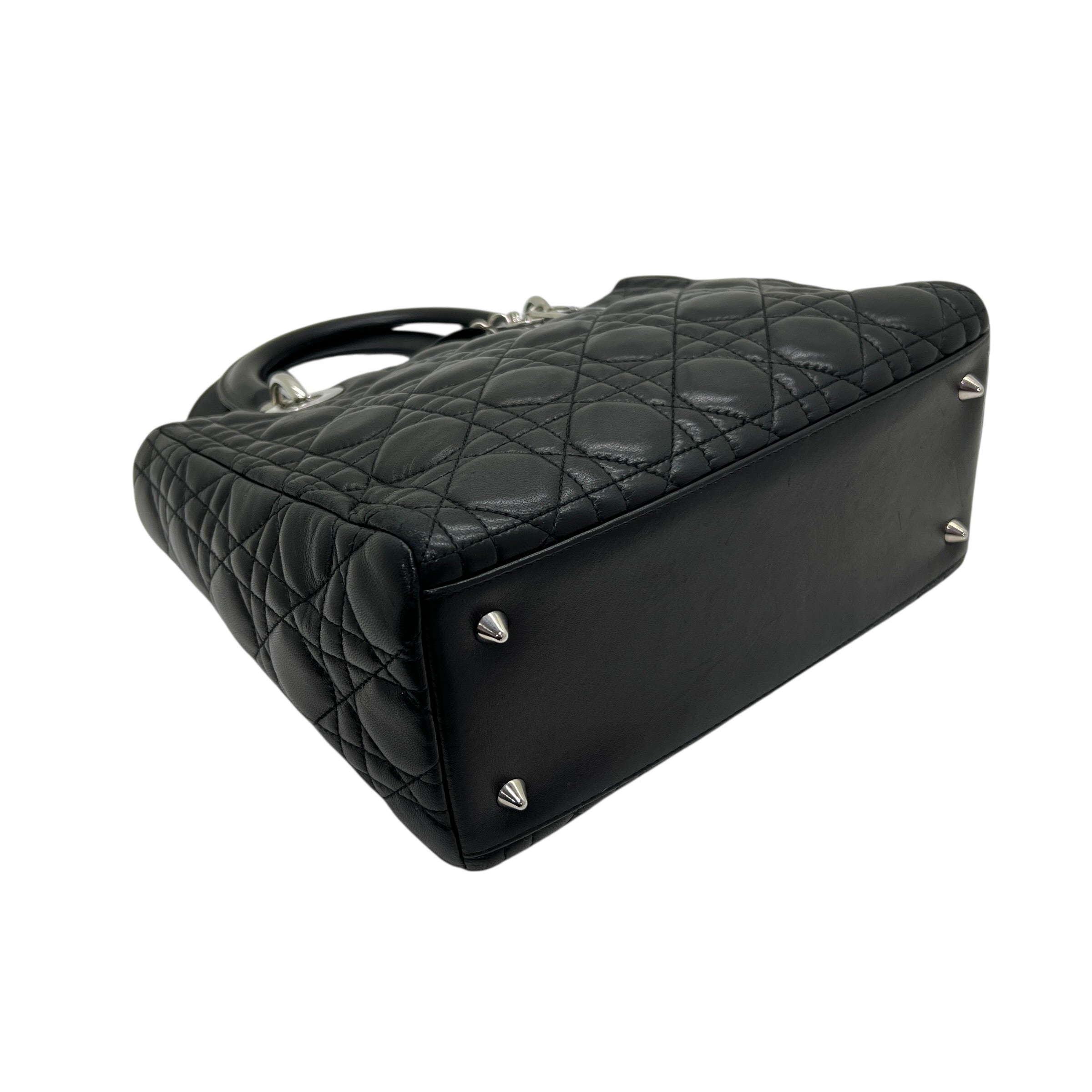 Lady Dior Media agnello Cannage nero