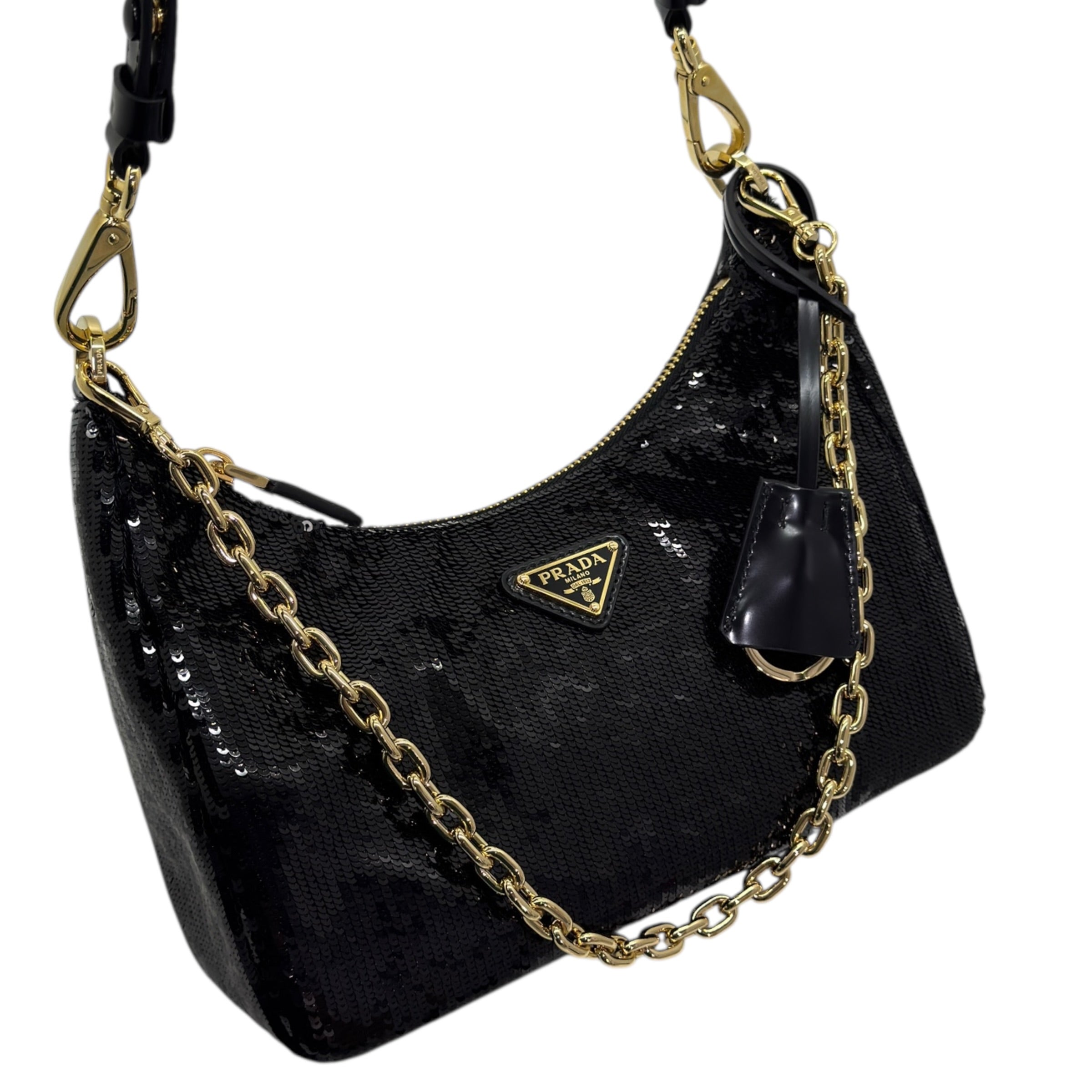 Borsa Prada Re-Edition in pelle con paillettes