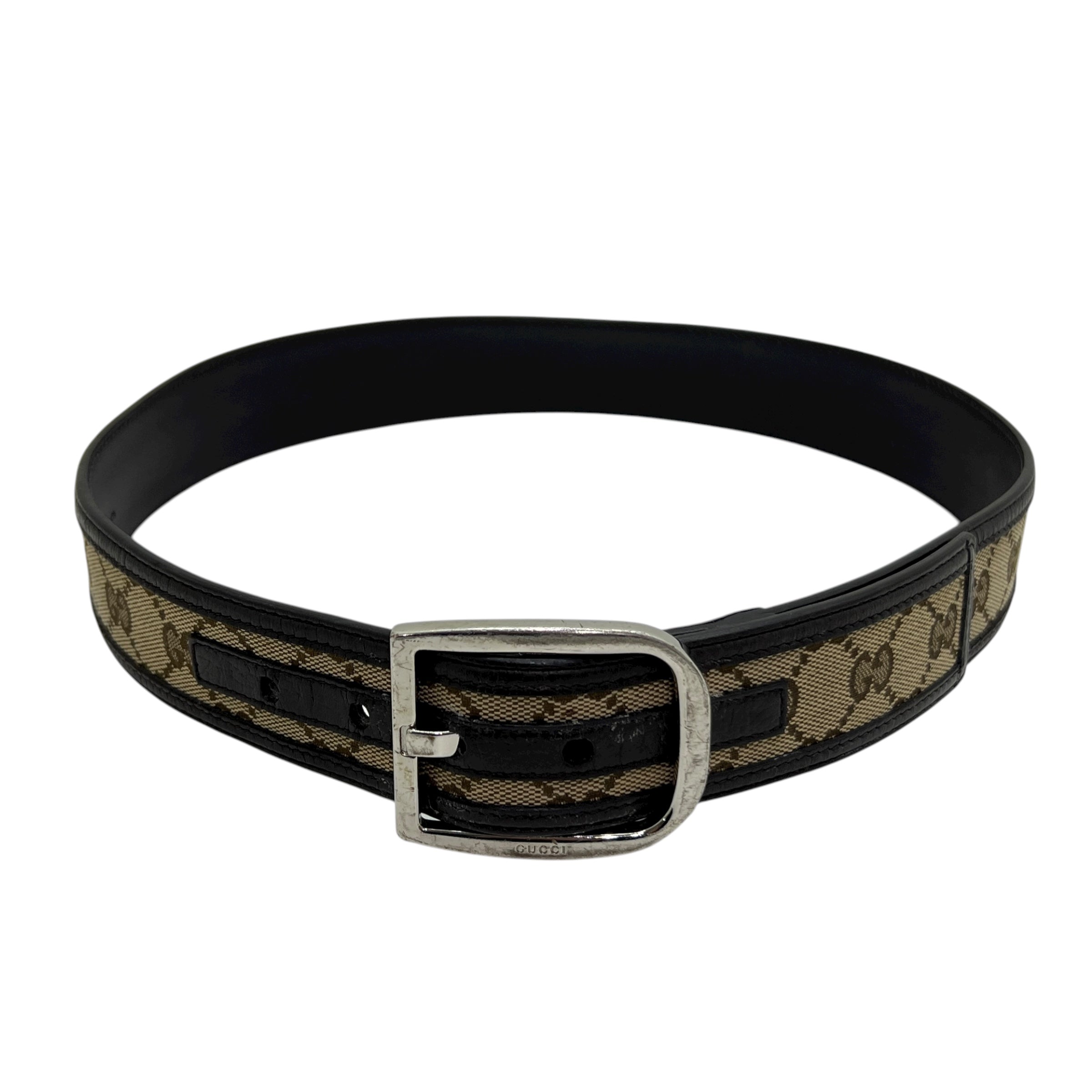 Cintura in tessuto GG e pelle taglia 80