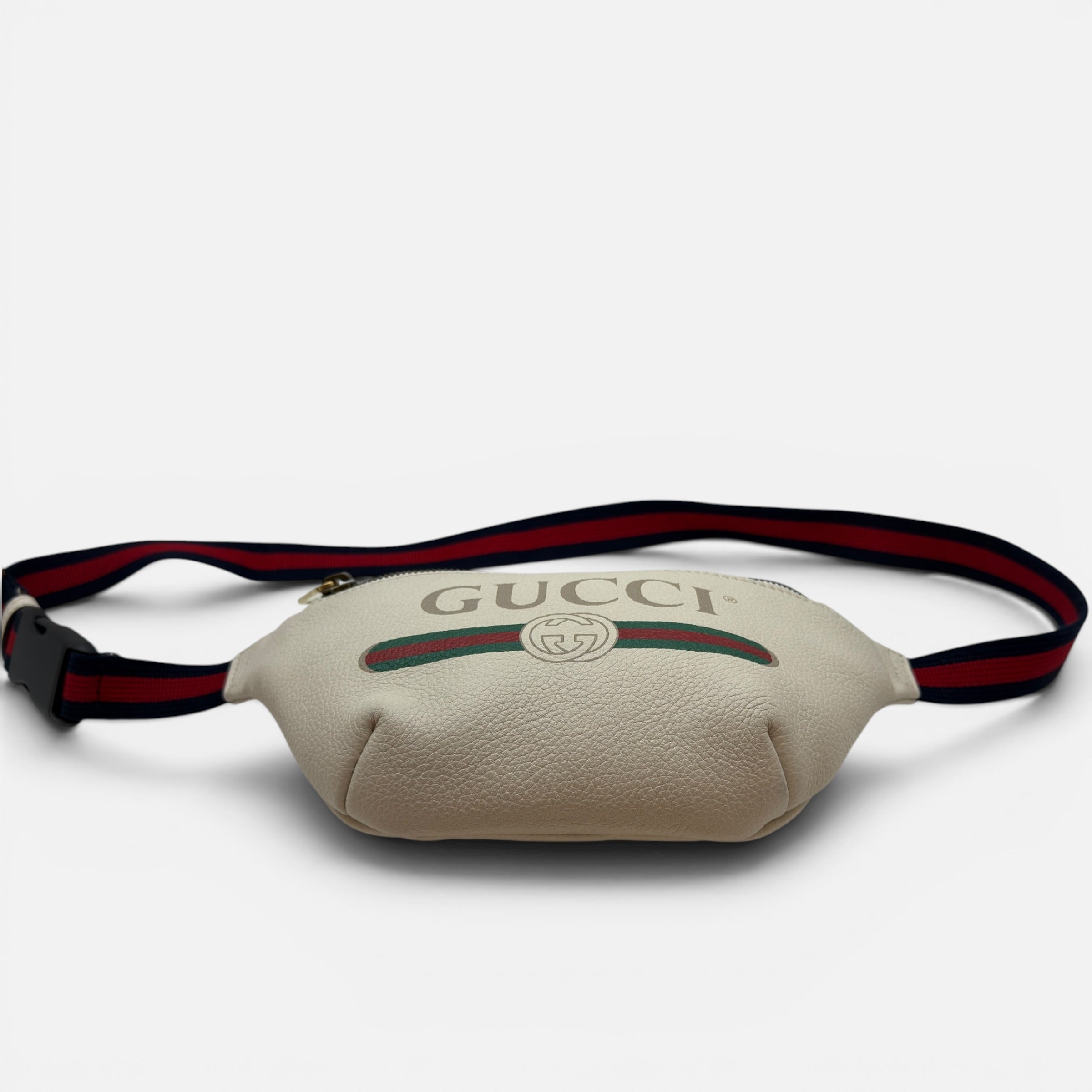 Marsupio in pelle bianca con logo vintage