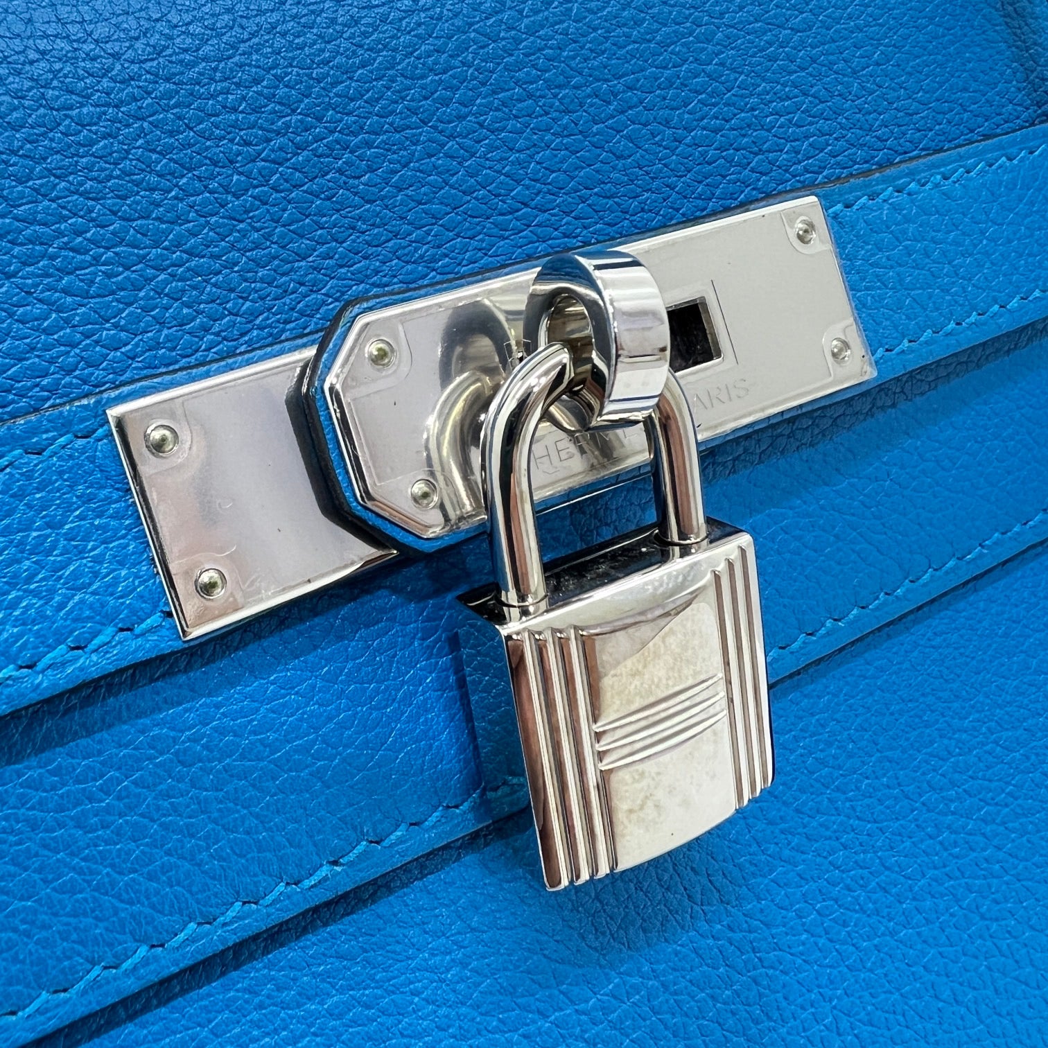 HERMÈS KELLY 32 EVERCOLOR BLU HYDRA