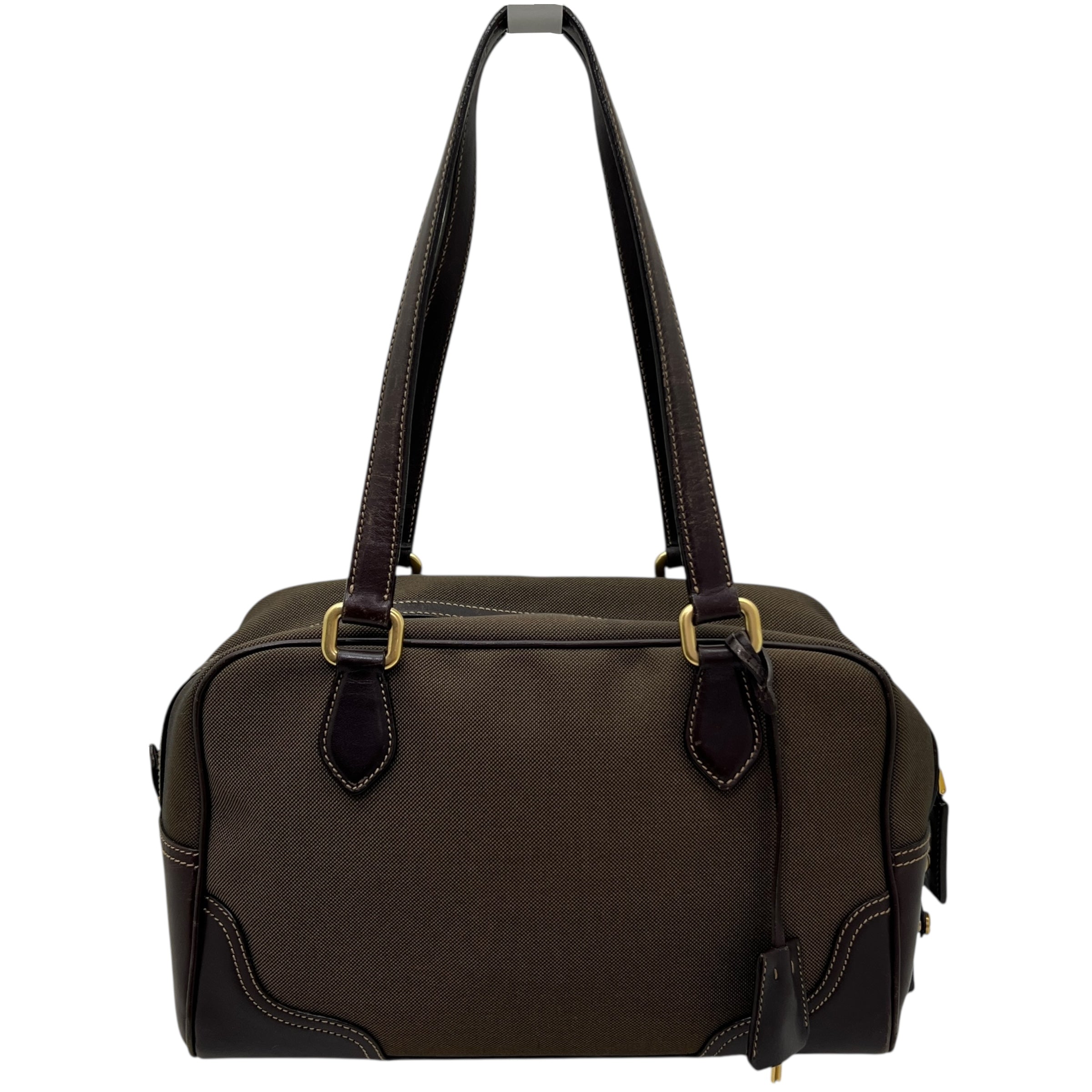 Borsa a spalla in tessuto e pelle