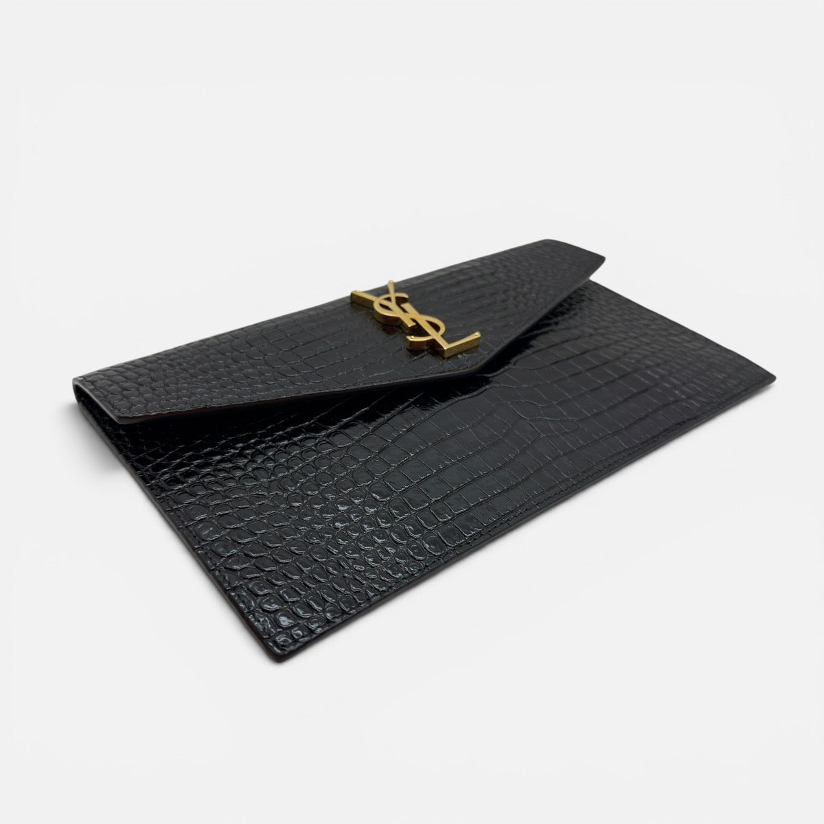Pochette Uptownin pelle lucida coccodrillo