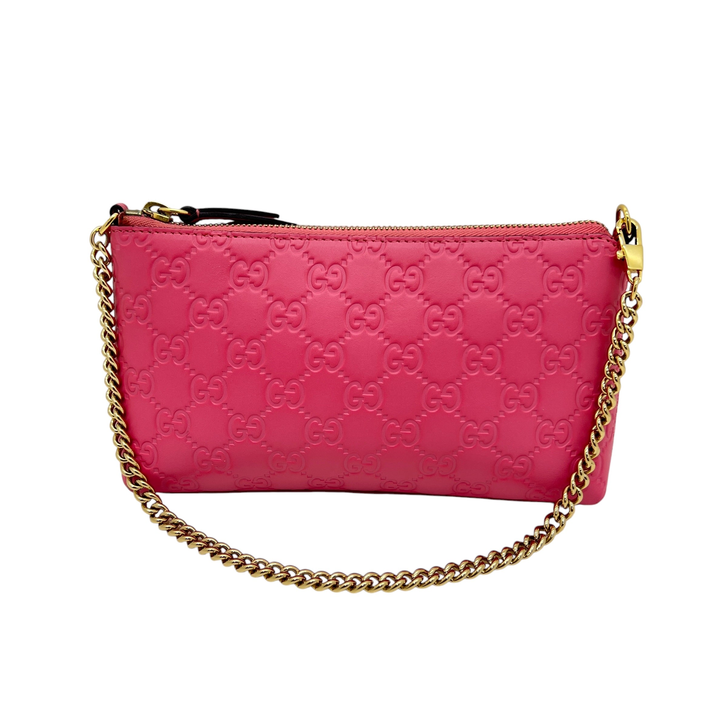 Pochette con catena in pelle GG