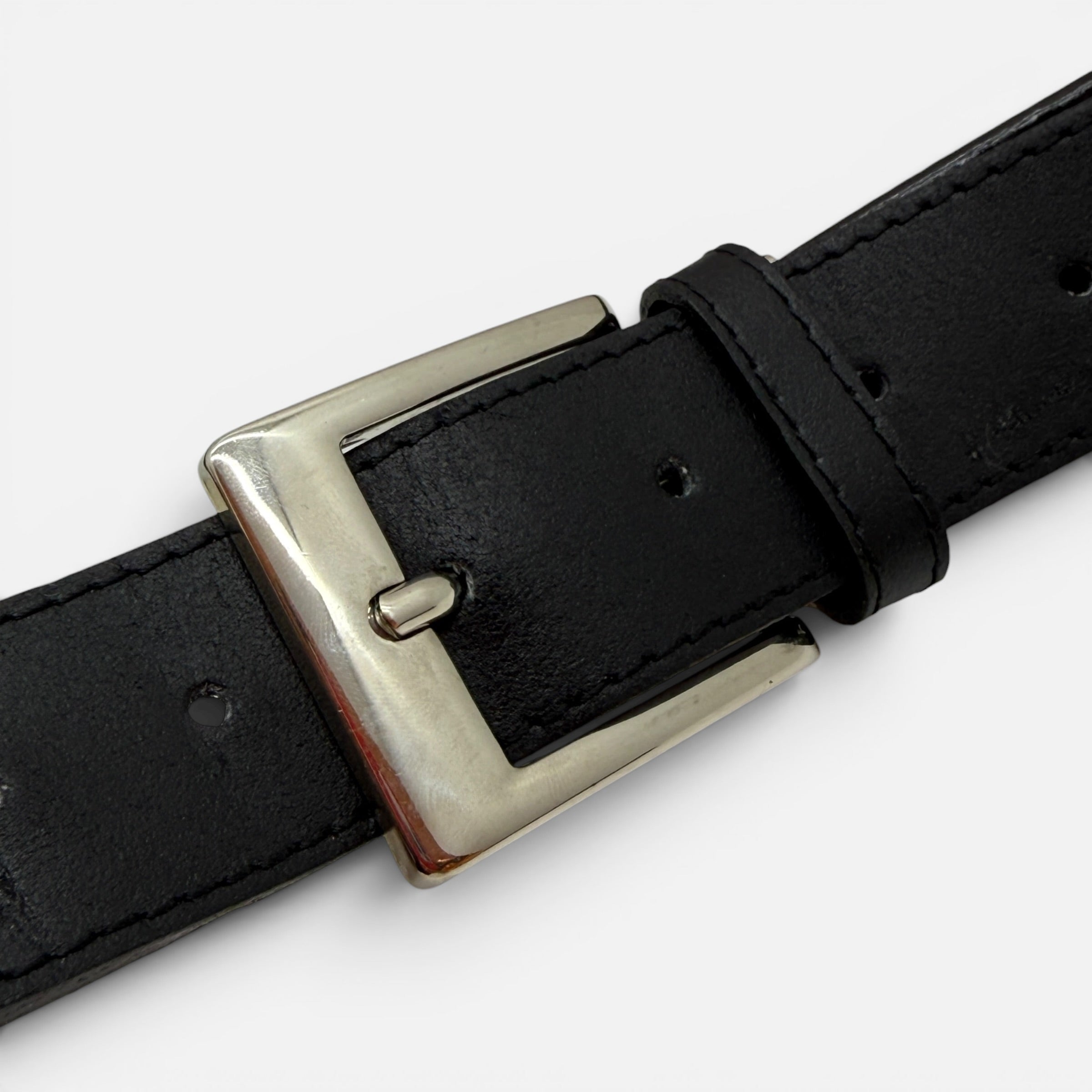 Cintura motivo check e pelle taglia 105