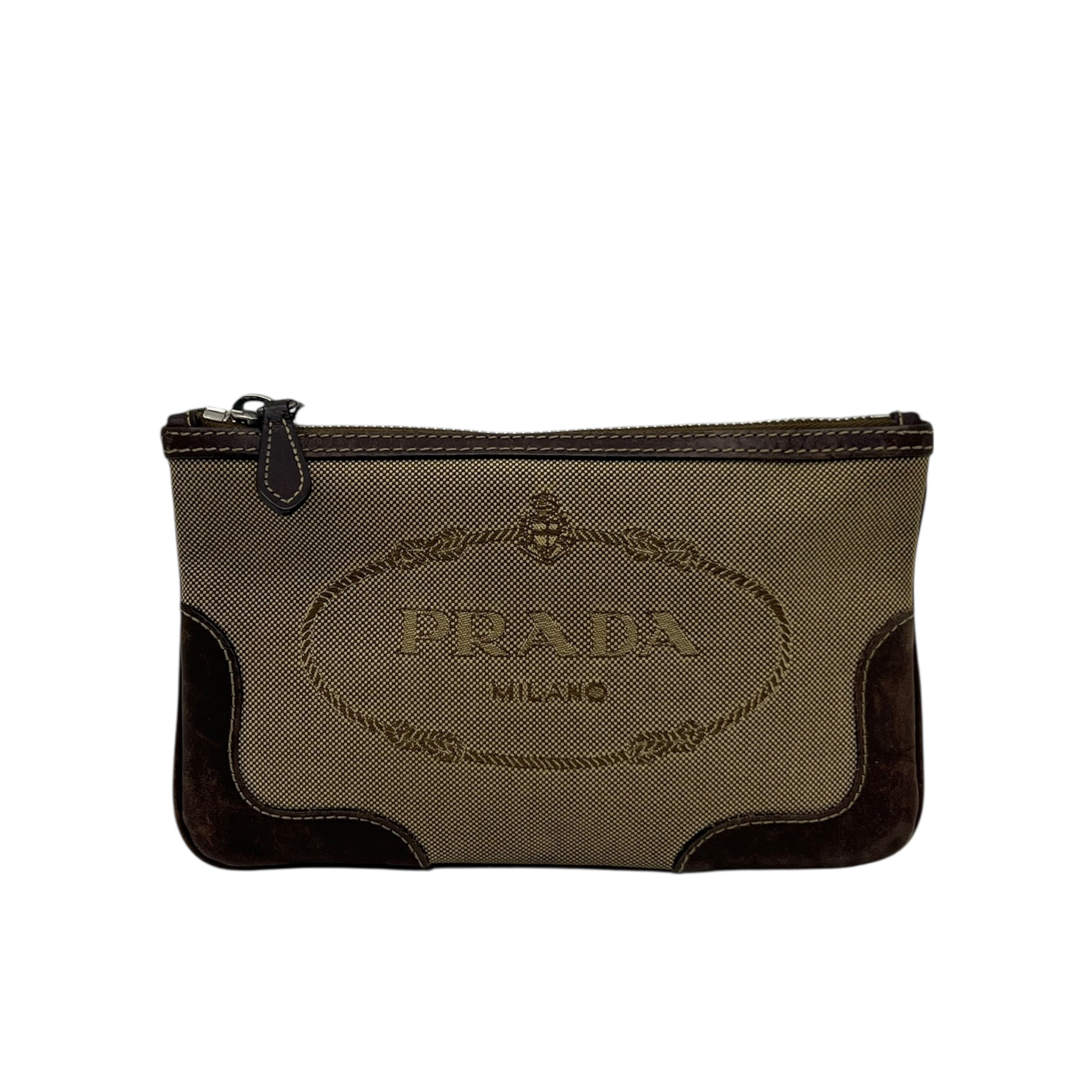 Pochette in tessuto e pelle