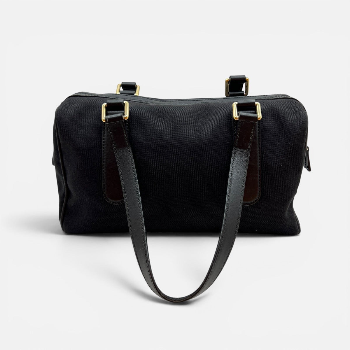 Bauletto piccolo in tela e pelle