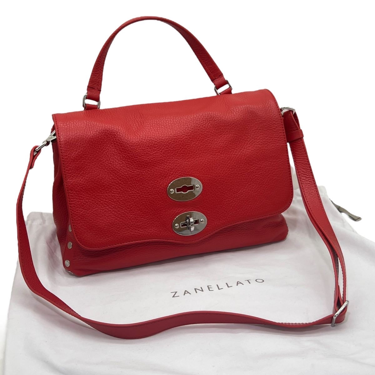 ZANELLATO BORSA POSTINA PICCOLA IN PELLE MARTELLATA ROSSA