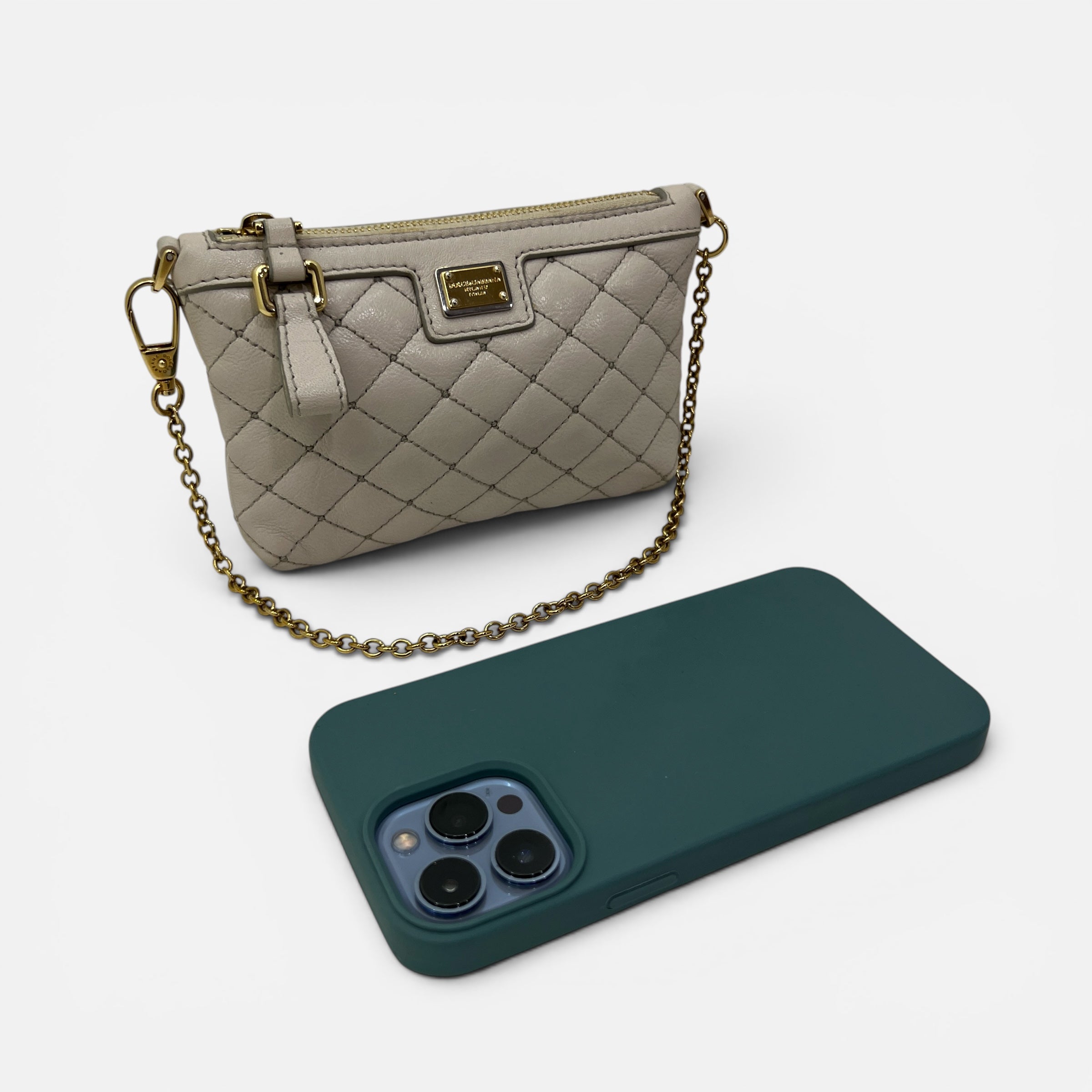 Mini pochette in pelle con catenella