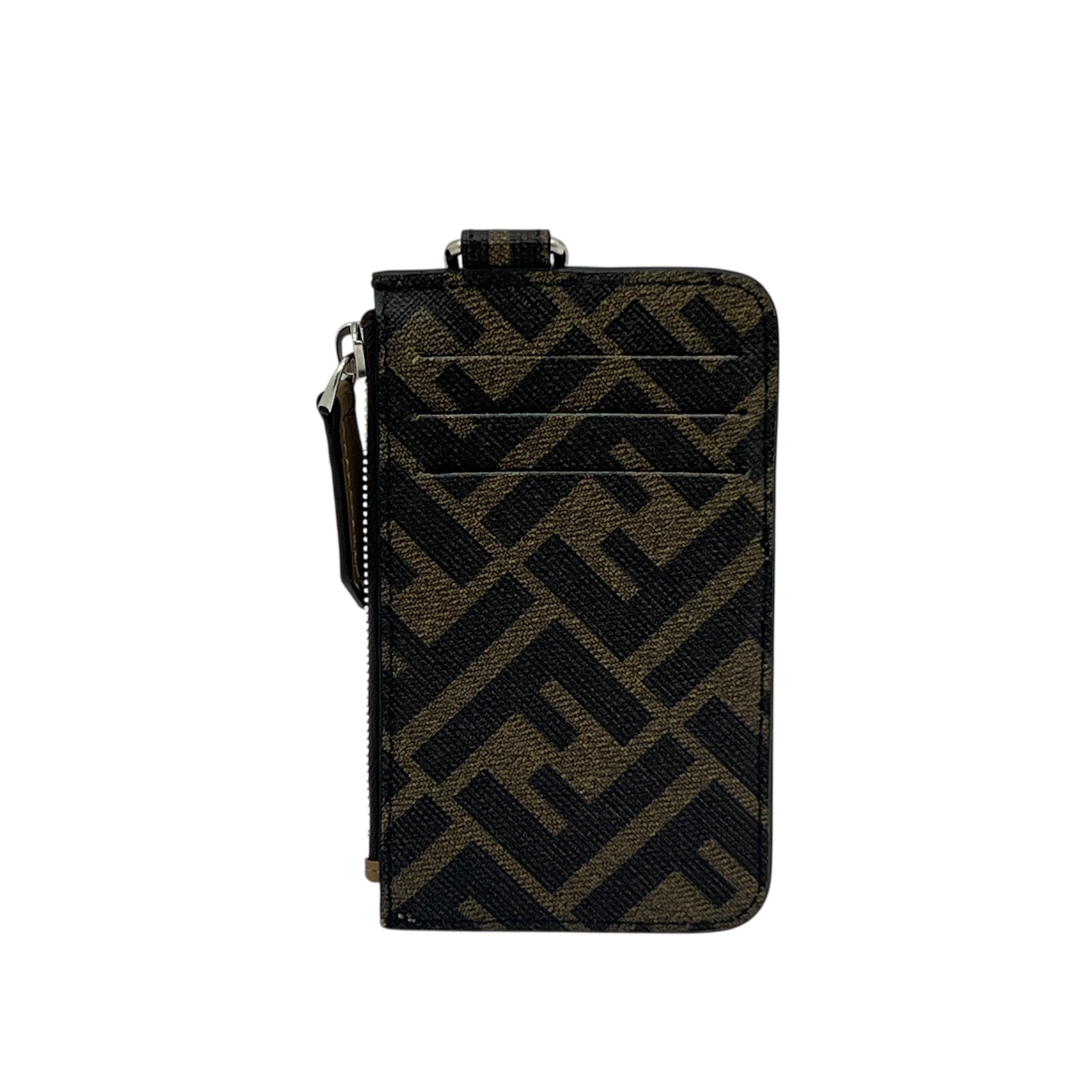 Portacarte con zip in tessuto FF