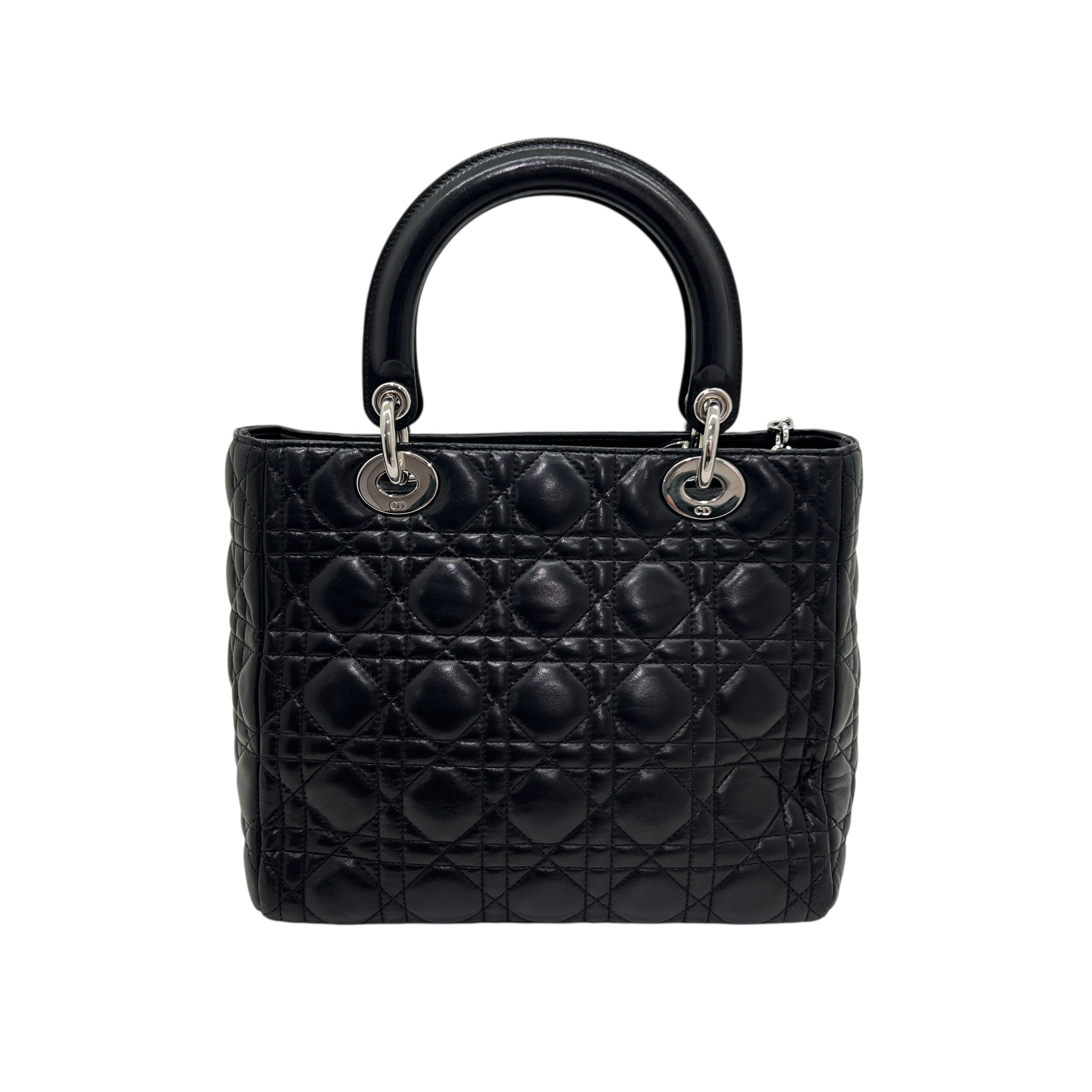 Lady Dior Media agnello Cannage nero