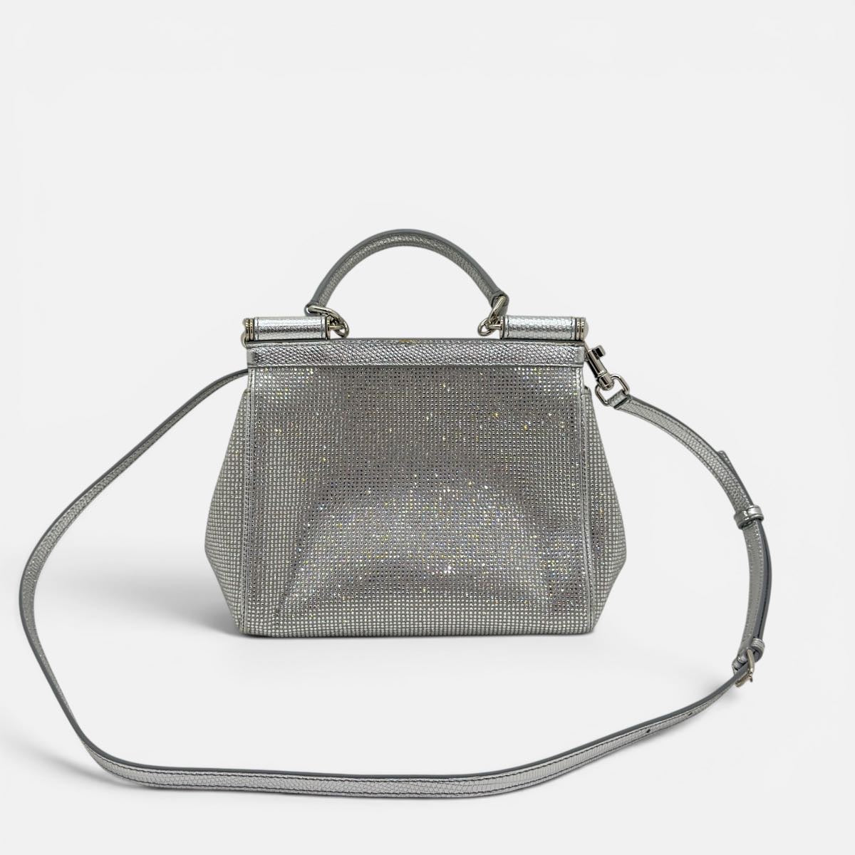 Borsa a mano Sicily piccola in raso con strass