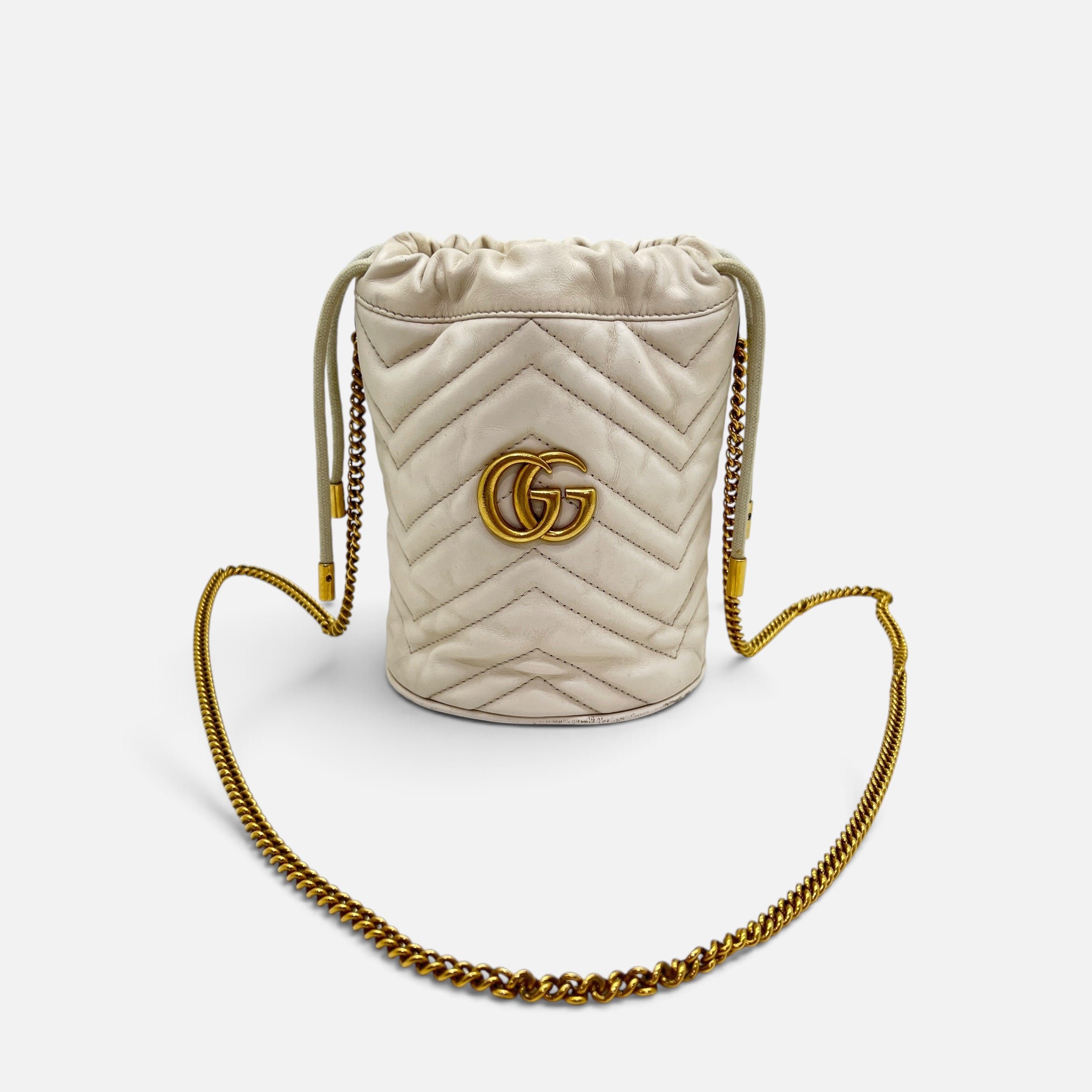 Mini secchiello GG Marmont in pelle