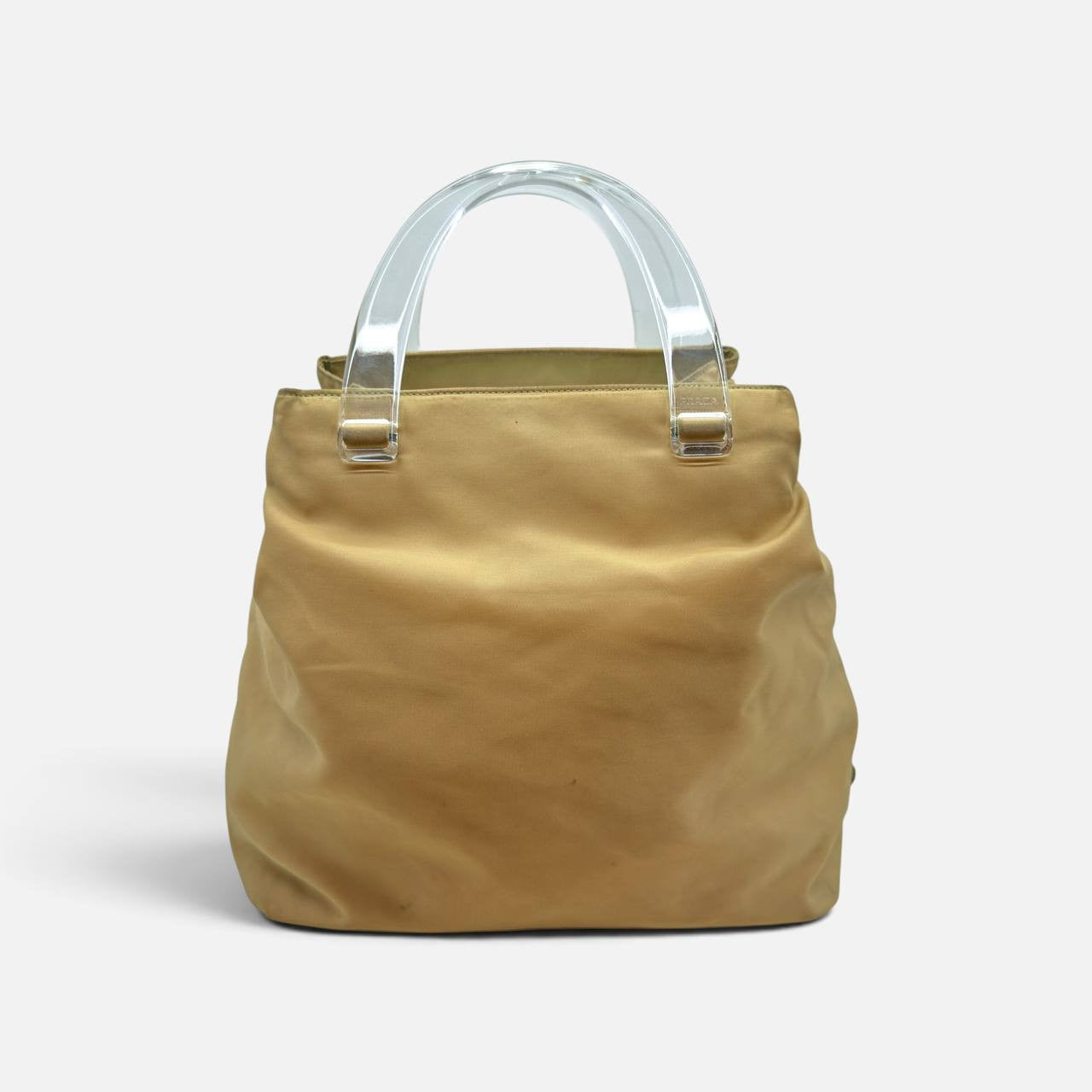 Borsa a mano vintage in nylon cachi