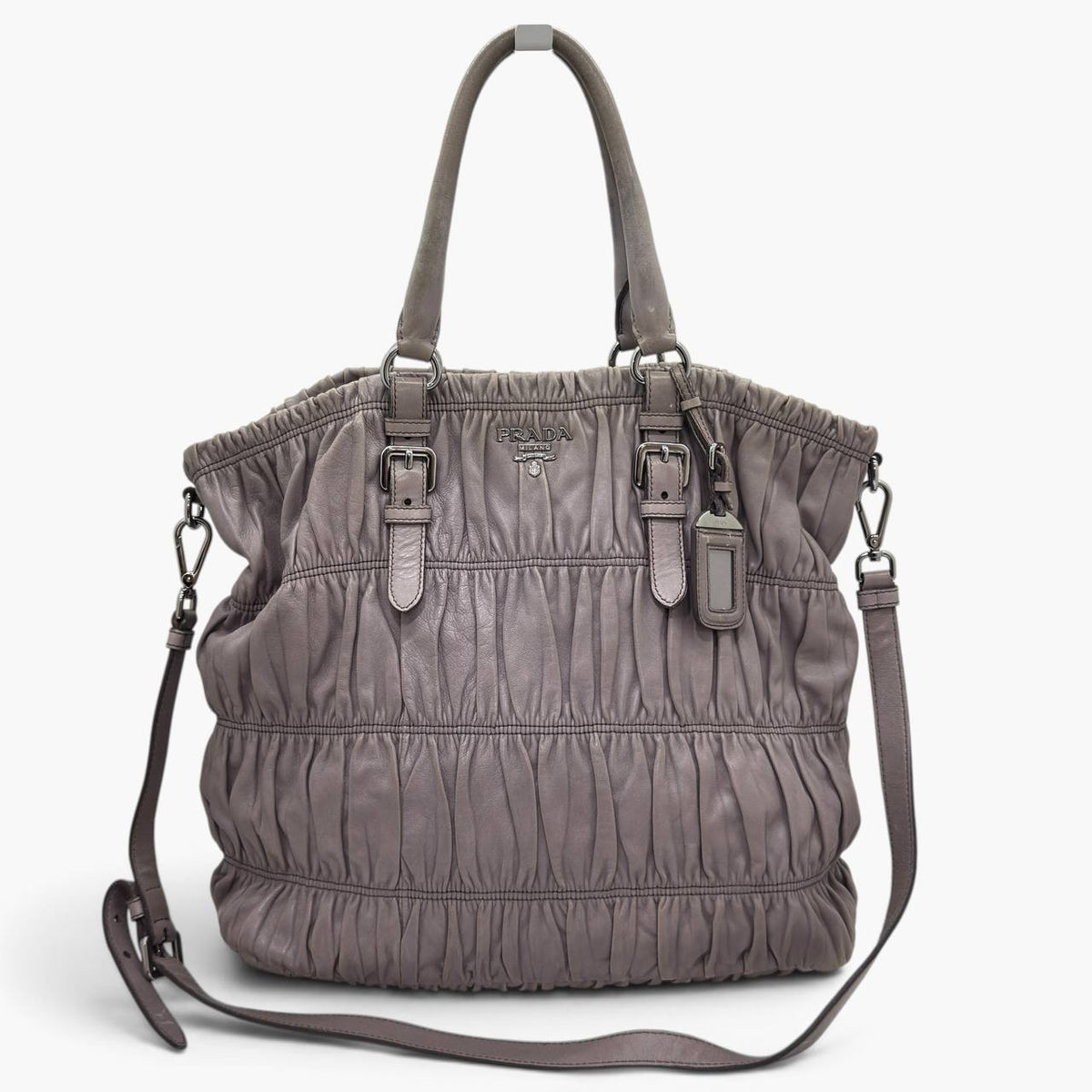 Borsa shopping grande in pelle goffrata