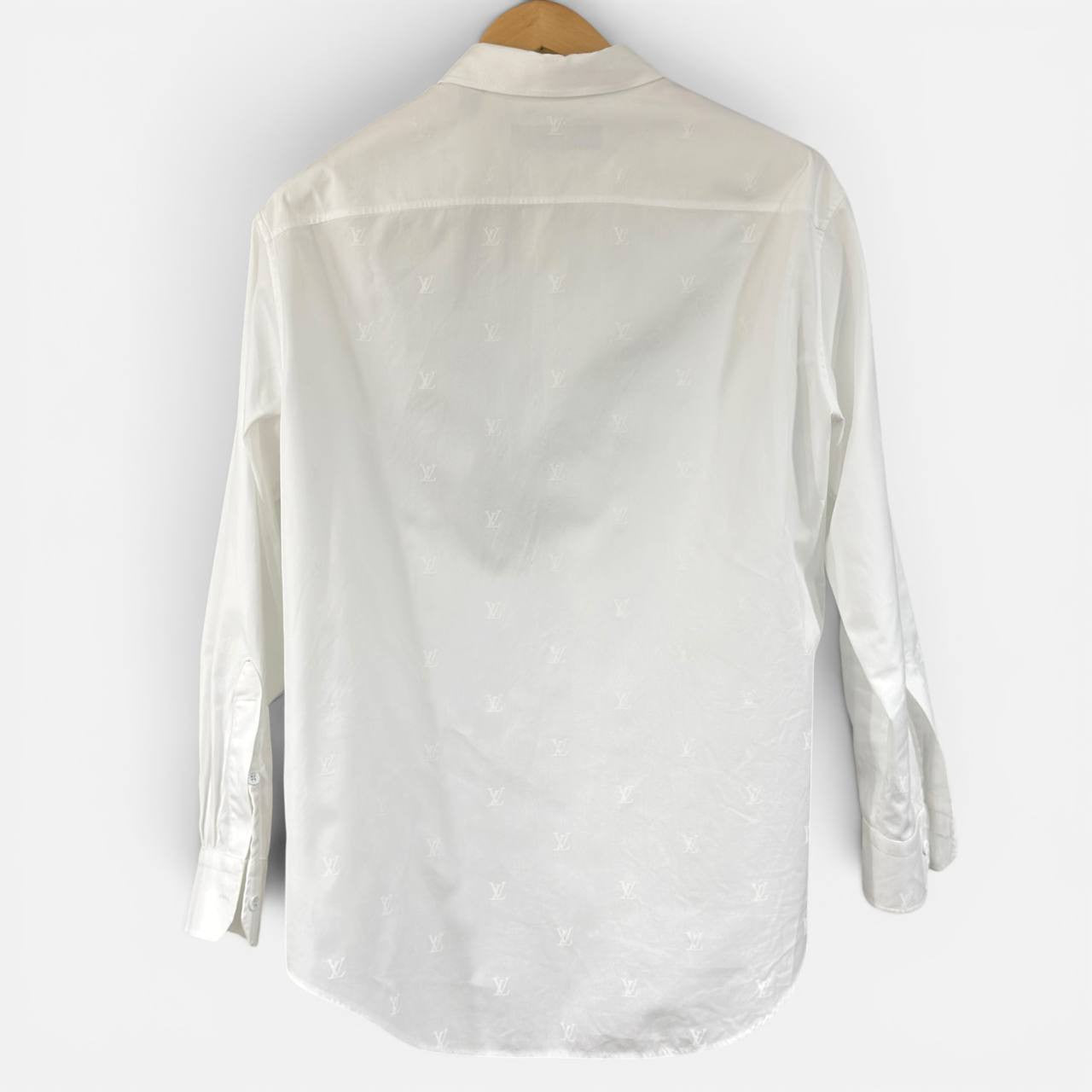 Camicia a maniche lunghe in cotone con firme LV Blason stampate taglia XL