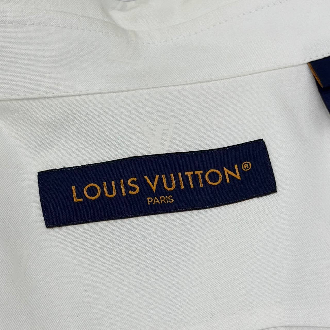 Camicia a maniche lunghe in cotone con firme LV Blason stampate taglia XL