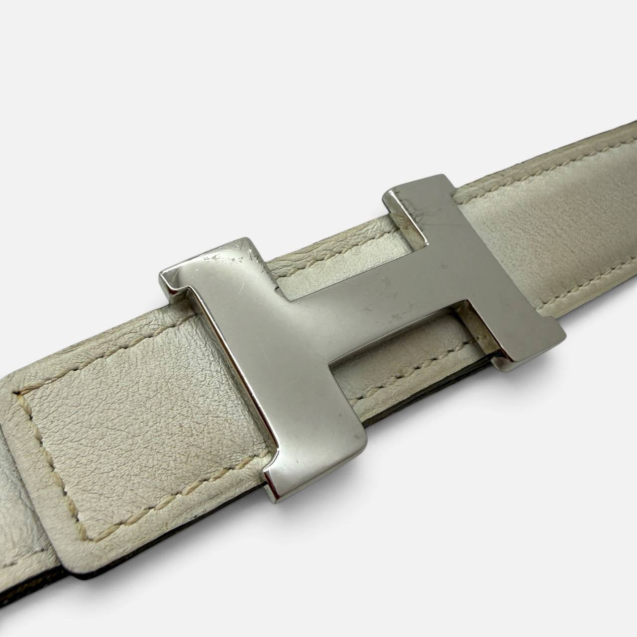 Cintura reversibile Constance con fibbia argentata