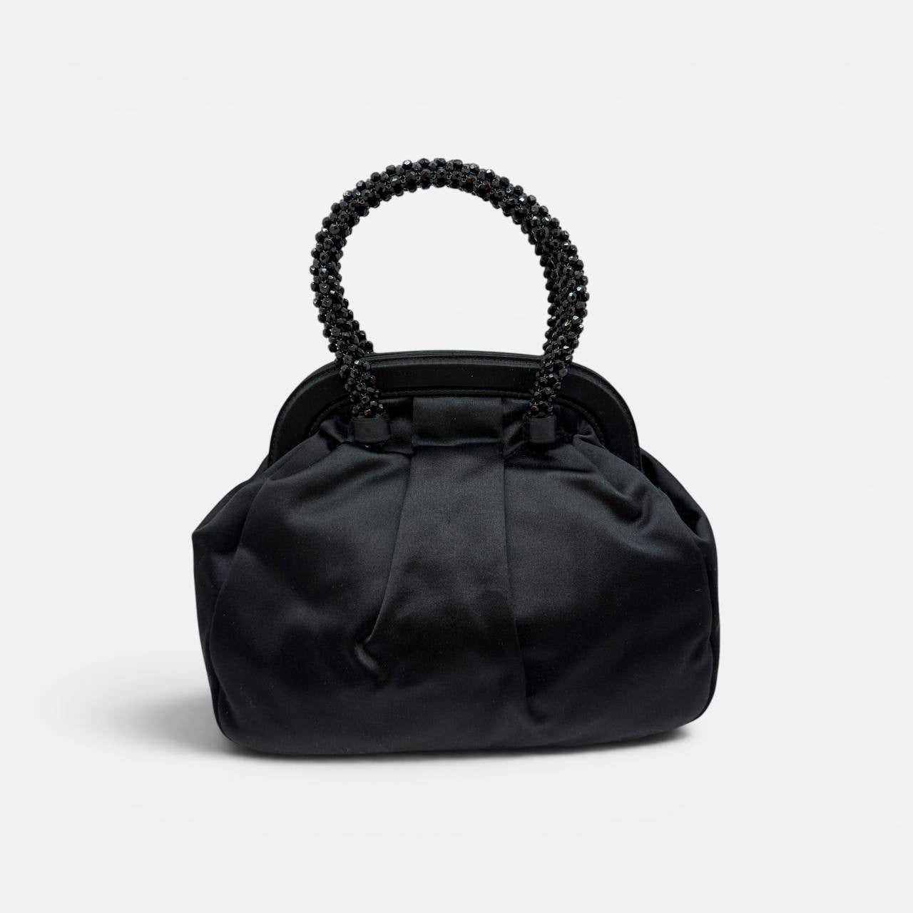 Clutch bag in raso nero