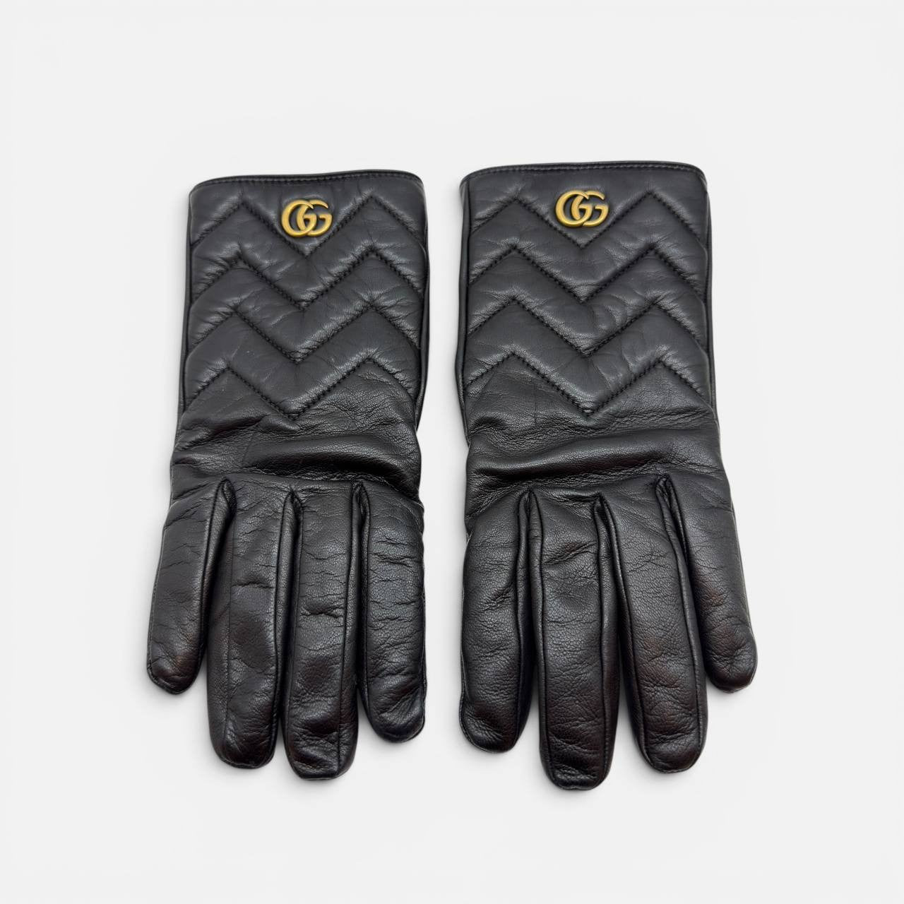 Guanti GG Marmont in pelle nera